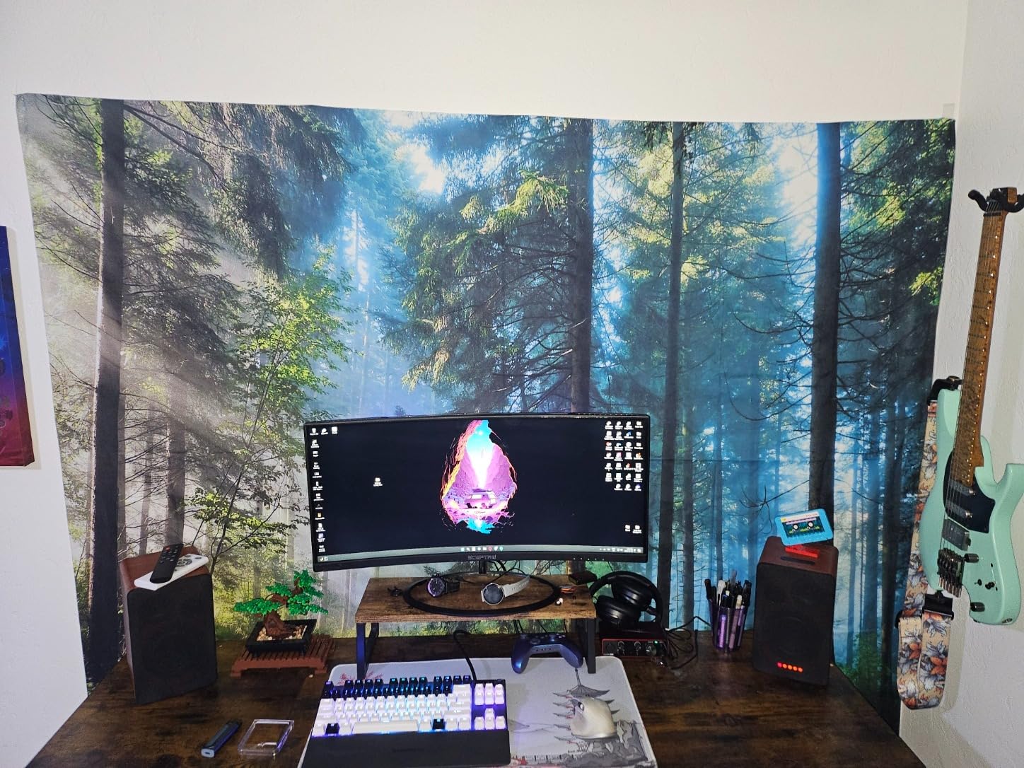 Llamazing Forest Tapestry Home Decor Landscape Living Room Bedroom Decoration Magic Tapestry Curtain (Morning Forest, 78''L×60''W) customer photo 1