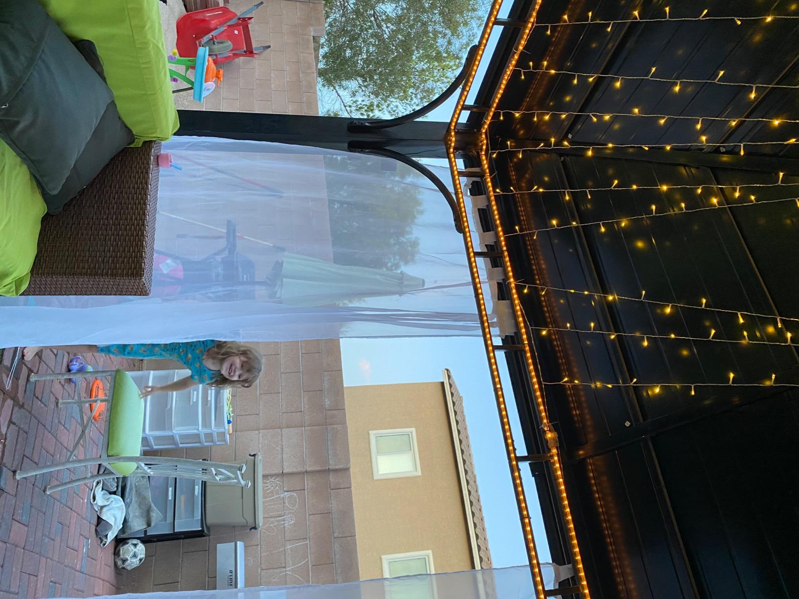 RYB HOME Velcro Outdoor Curtains for Patio Waterproof, Balcony, Gazebo | Easy Hanging & Unsling, Privacy, Outside Porch White Sheer, Drapes for Indoor Outdoor Deck, 1 Curtain Rope, White, W54 x L84 customer photo 1