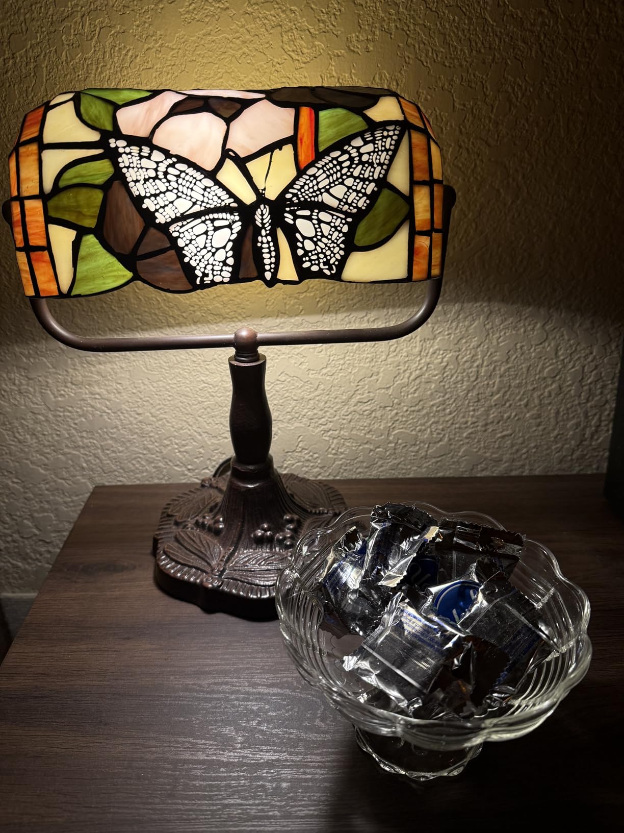 Lavish Home Tiffany Style Bankers Desk Lamp with Stained Glass Shade, Brown customer photo 2