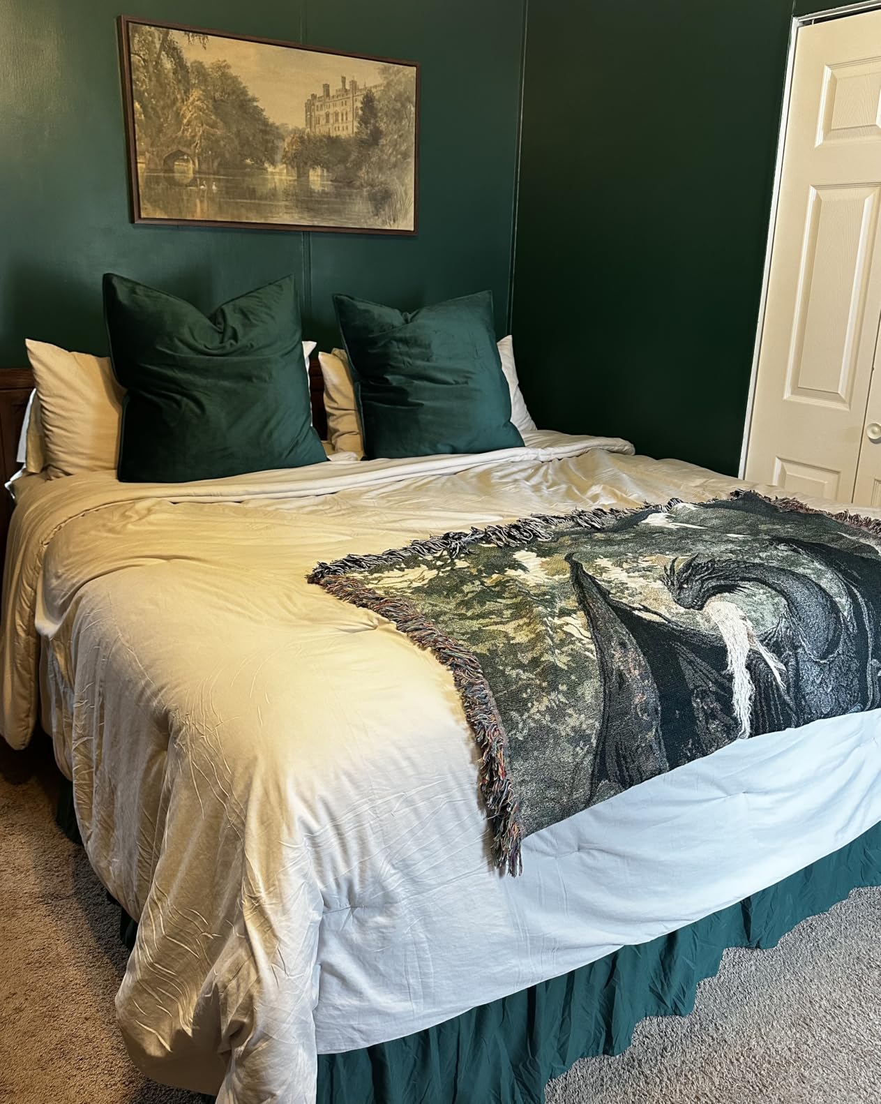 Wrap Around Queen Bed Skirt, Easy Fit Elastic Belt, 16 Inch Drop, White customer photo 1