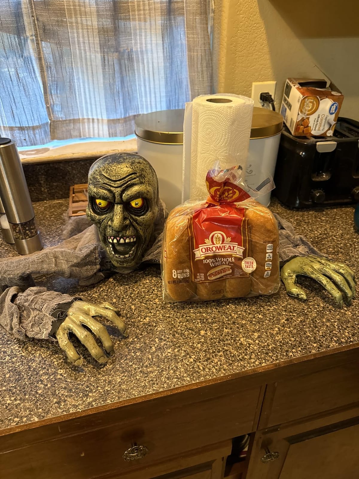 JOYIN Zombie Halloween Decoration Outdoor Groundbreaker Scary Halloween Graveyard Decor with Sound and Flashing Eyes for Yard Garden, Outside Lawn Haunted House Prop customer photo 2