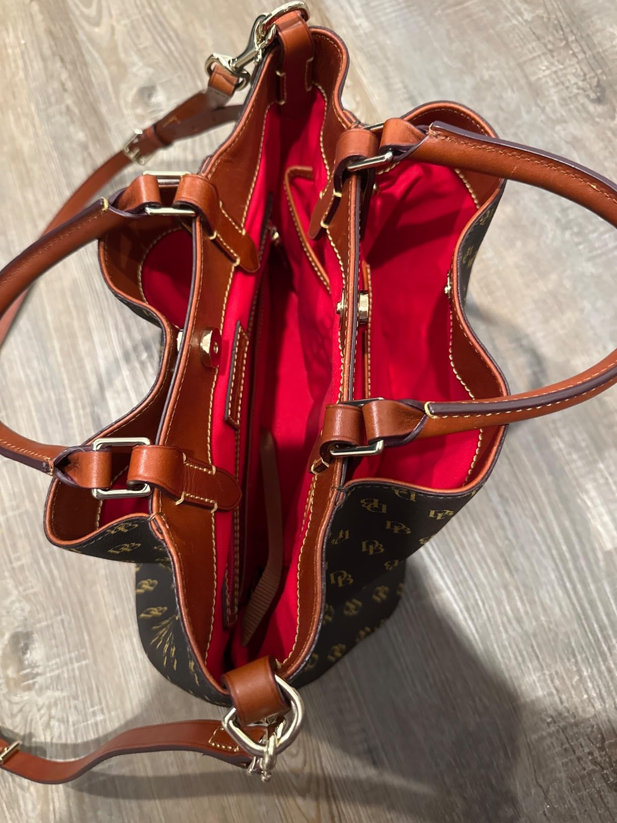 Dooney & Bourke Women's Gretta Brenna Satchel in Coated Cotton, Large Handbag with Adjustable Detachable Shoulder Strap customer photo 2