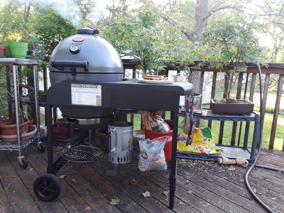 Char-Griller® AKORN® Kamado Charcoal Grill and Smoker with Durable Grill Cart, Cast Iron Grates and Warming Rack, 445 Cooking Square Inches in Sapphire, Model E56520 customer photo 2