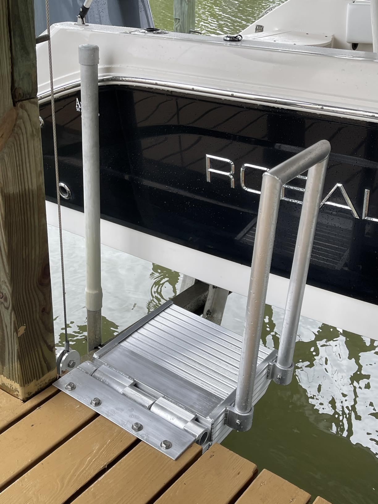 Folding Boat Boarding Platform Dock Step Dock Extension Ramp for Boat Lifts, Silver, Modern Aluminum customer photo 2