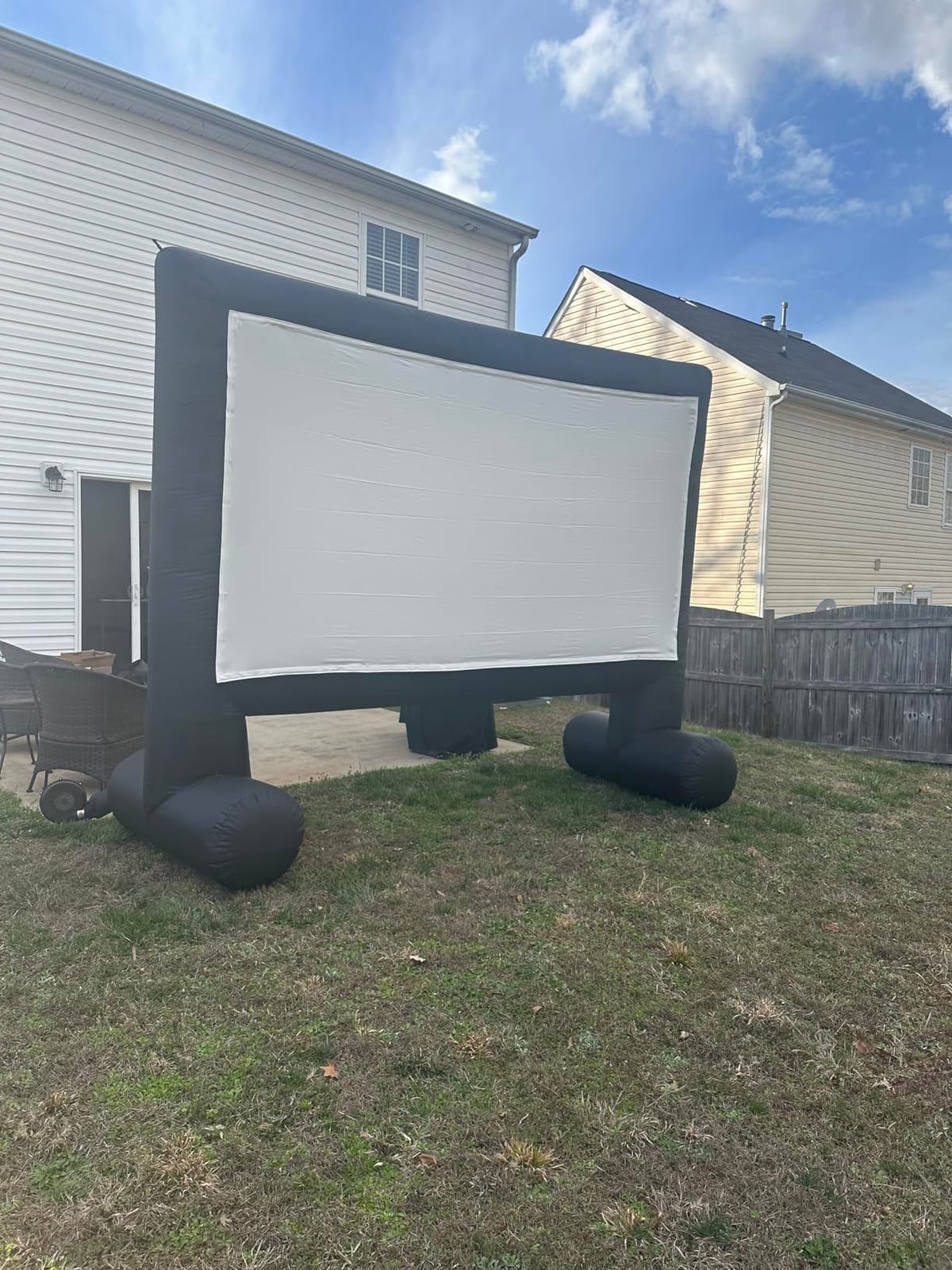 XHYCPY Inflatable Projector Screen 15ft with Air Blower and Storage Bag, Easy Set up, Front and Rear Projection for Outdoor Movie Night Backyard Pool Fun customer photo 2