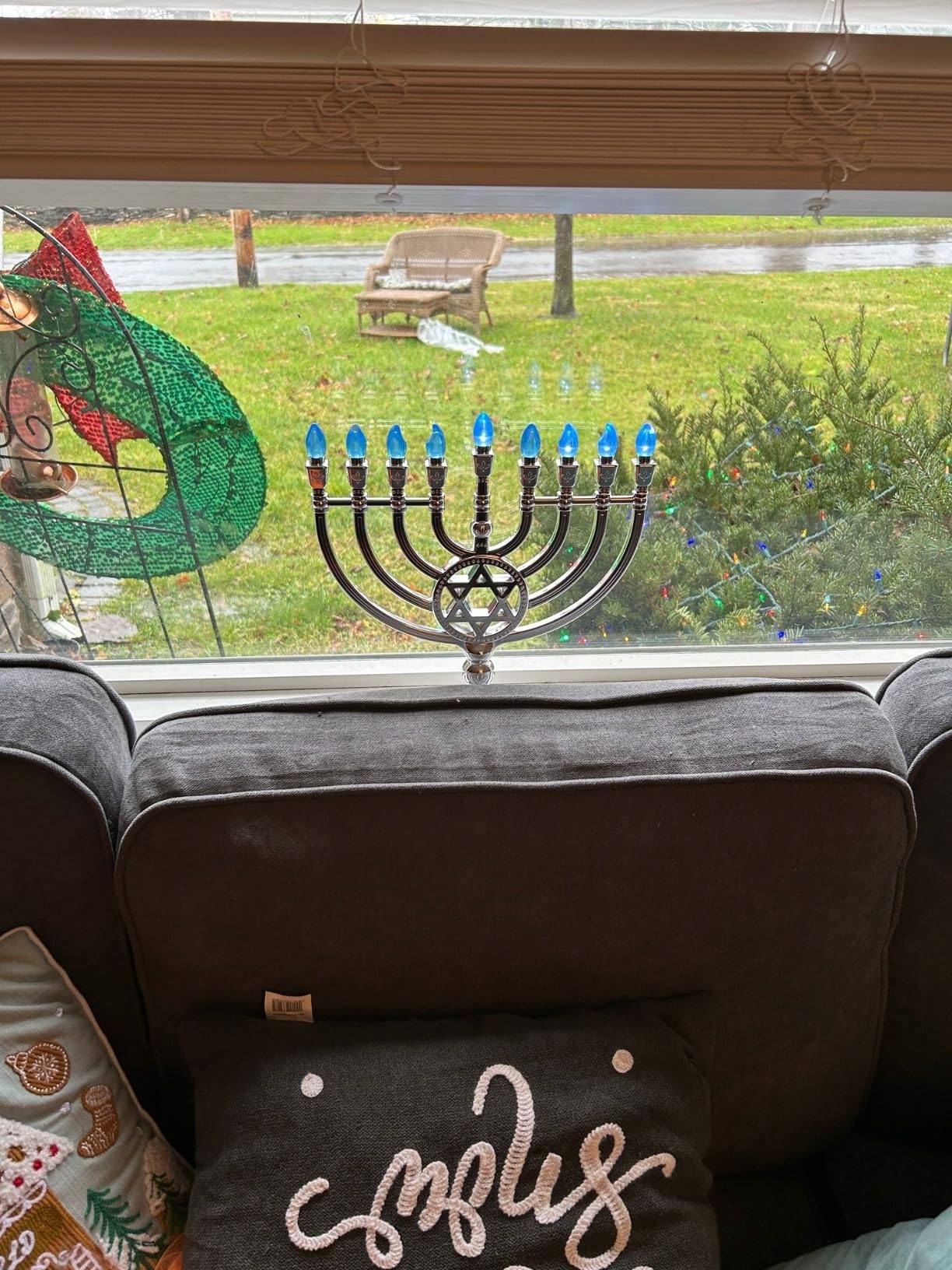 The Dreidel Company Traditional LED Electric Silver Mettalic Hanukkah Menorah -Full Size 13 Inches High 3 AA Battery or USB Powered - Includes a Micro USB 4' Charging Cable customer photo 1