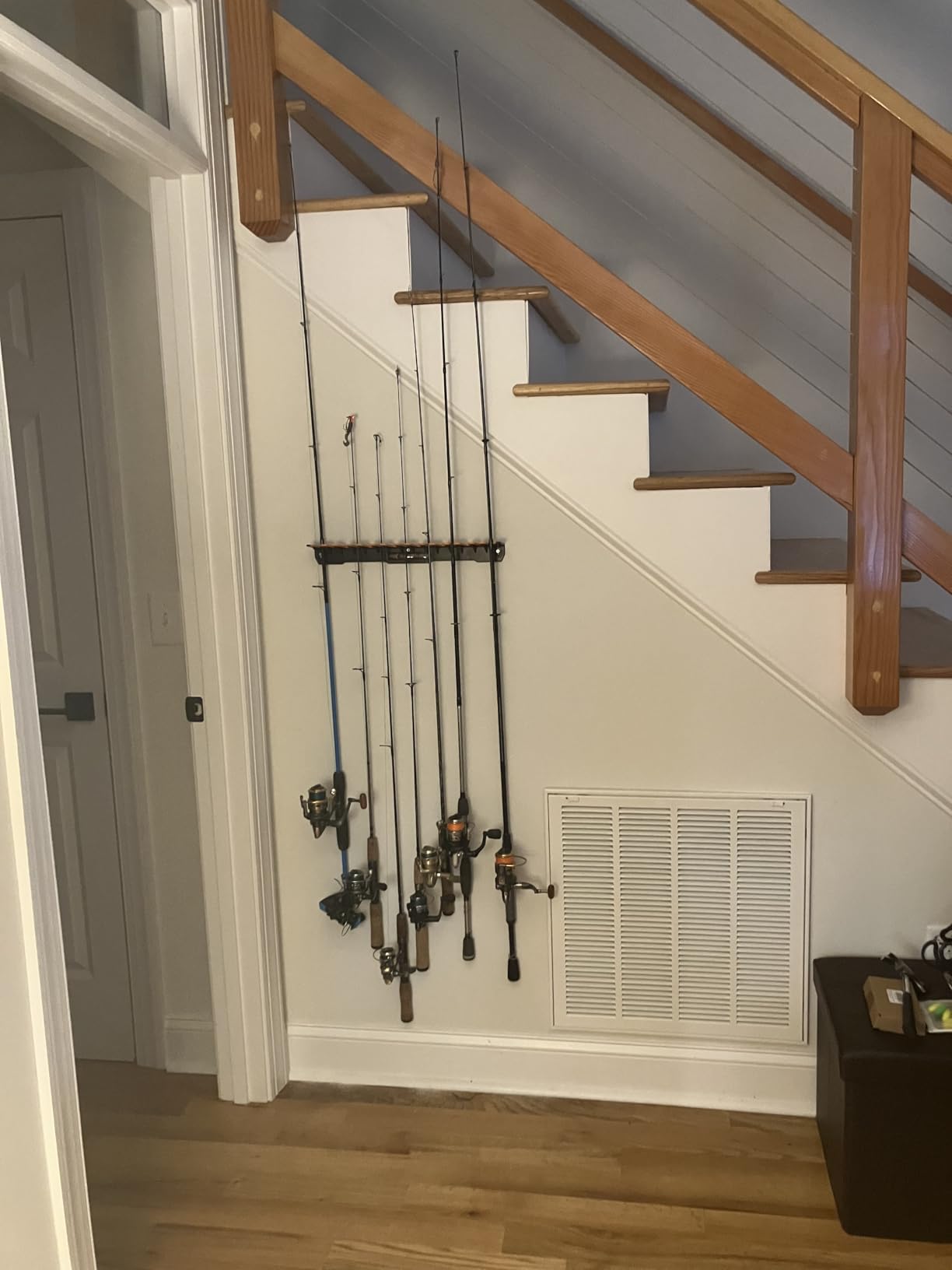 KastKing V15 Vertical Fishing Rod Holder, Black With Orange Rubber, 1 Pcs | Wall Mounted Fishing Rod Rack, Store 15 Rods or Fishing Rod Combos in less than 18”, Great Fishing Pole Holder and Rack customer photo 1