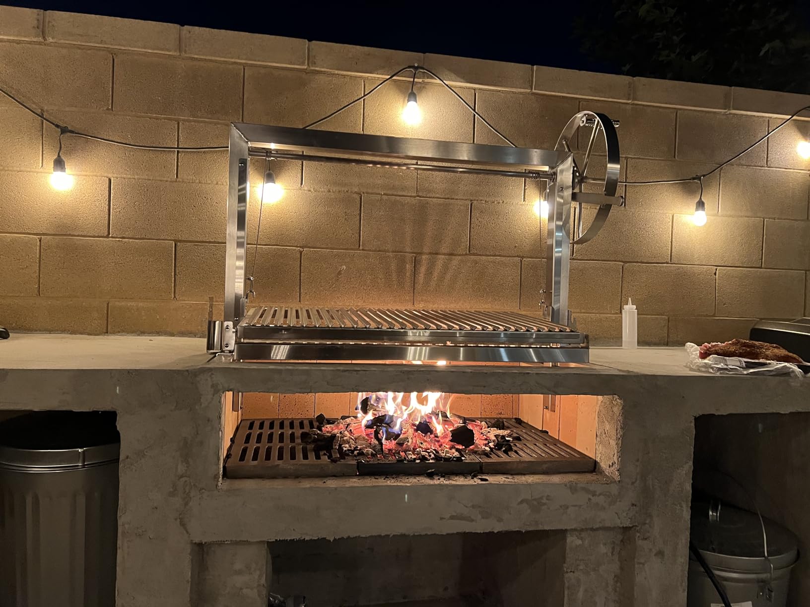 Built In/Table Top Charcoal Outdoor BBQ, Stainless Steel #430 Body and #304 Grates, Rotisserie Parrilla Santa Maria/Argentine Grill Spit customer photo 1