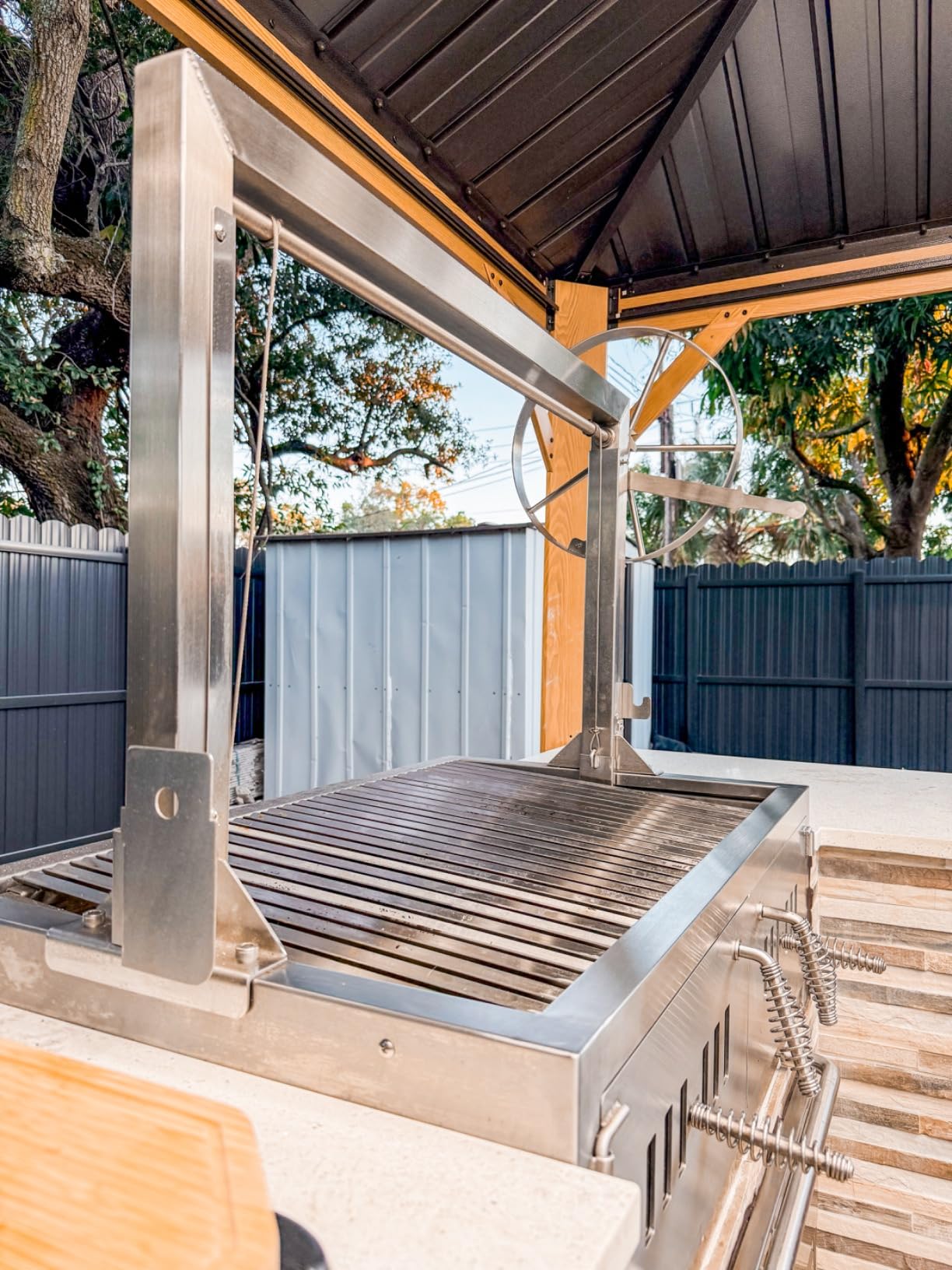 Built In/Table Top Charcoal Outdoor BBQ, Stainless Steel #430 Body and #304 Grates, Rotisserie Parrilla Santa Maria/Argentine Grill Spit customer photo 2
