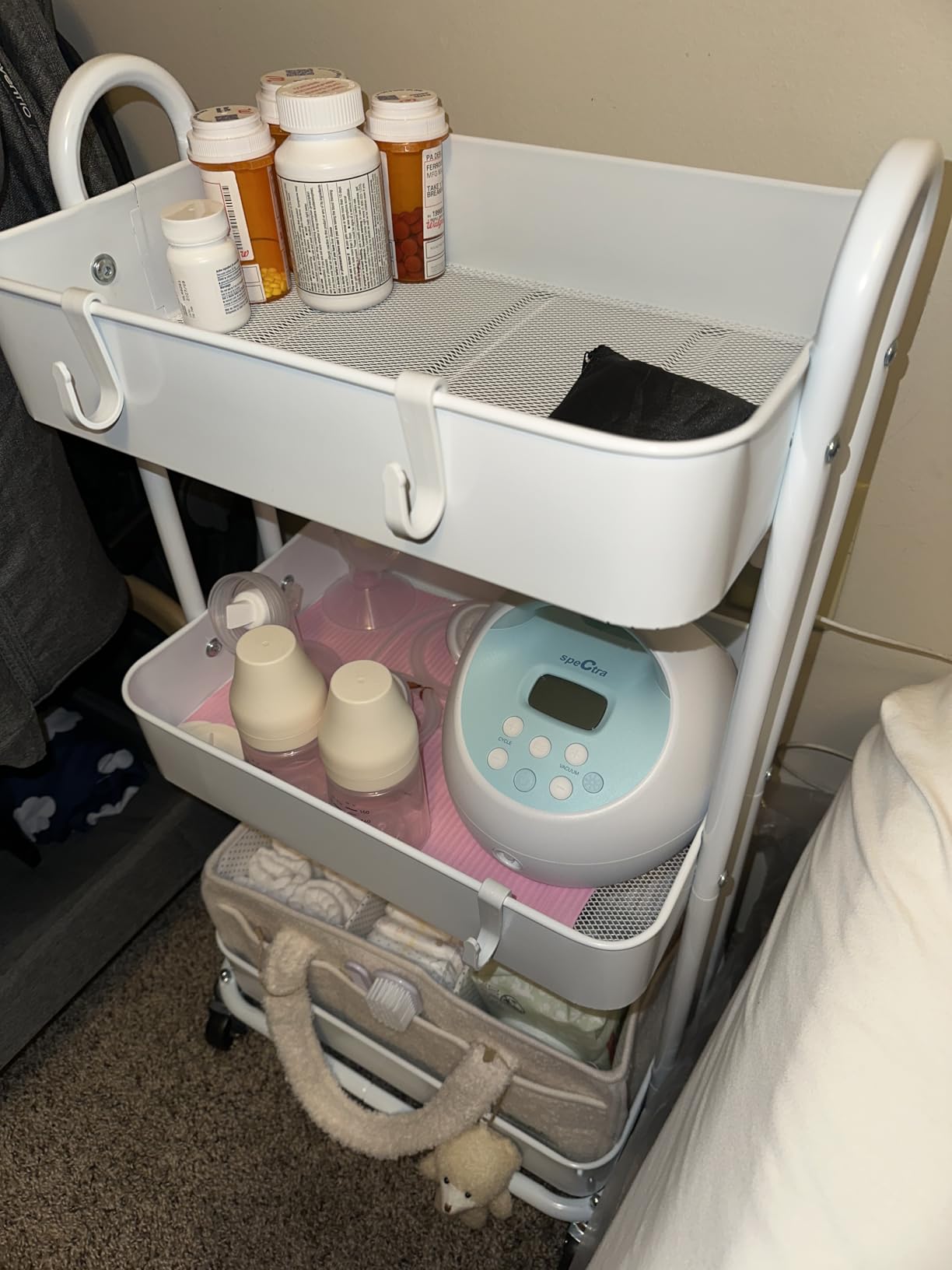 Simple Houseware 3-Tier Heavy Duty Metal Utility Rolling Cart, White customer photo 1