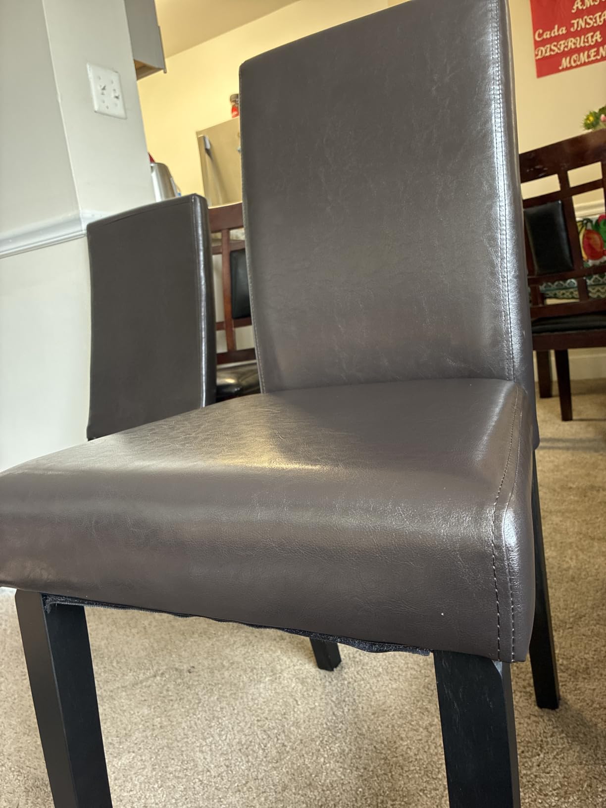 Yaheetech Dining Chairs Set of 4 Upholstered Kitchen Chairs Dark Brown customer photo 2