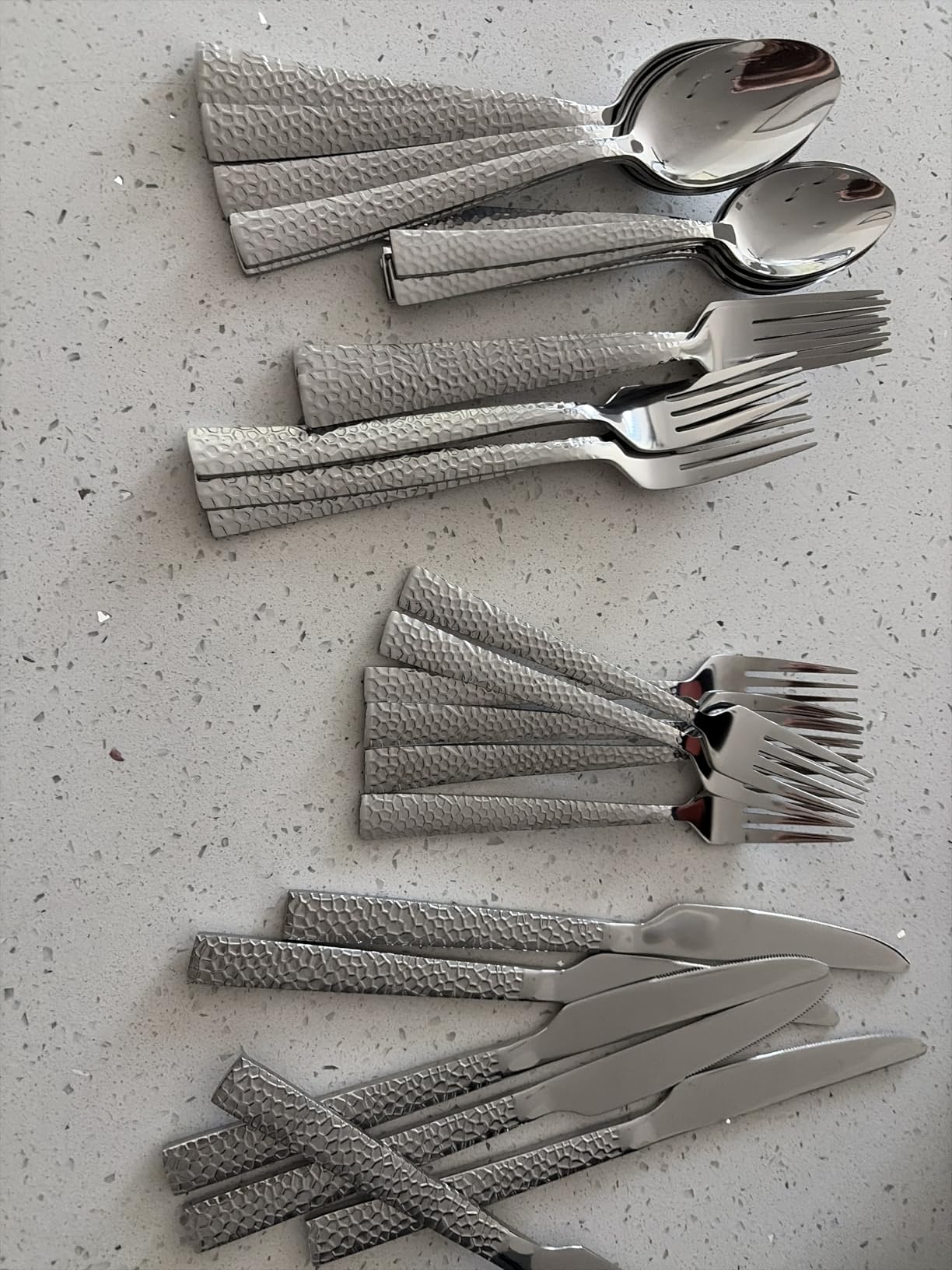 E-far Hammered Silverware Set for 8, 40 Pcs Stainless Steel Flatware Set customer photo 1