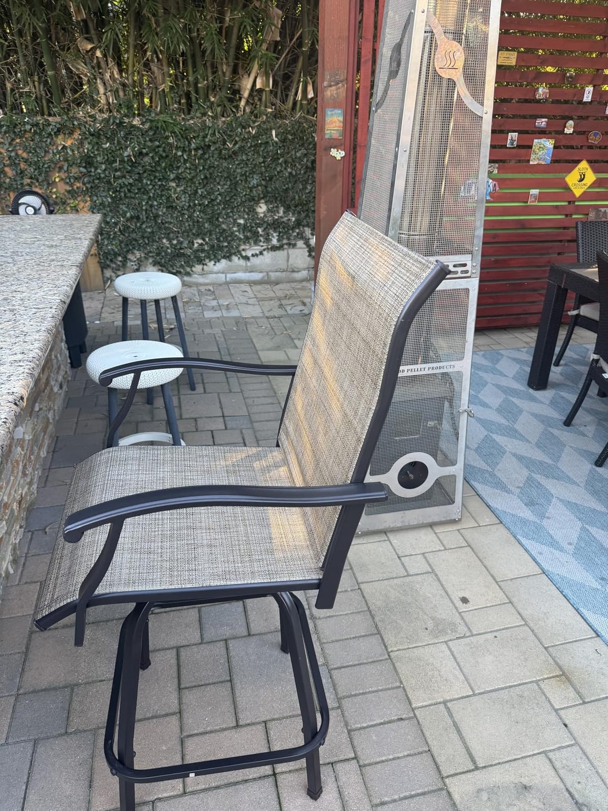 PHI VILLA 3 Piece Outdoor Swivel Bar Stools Set, Bar Height Patio Set customer photo 1