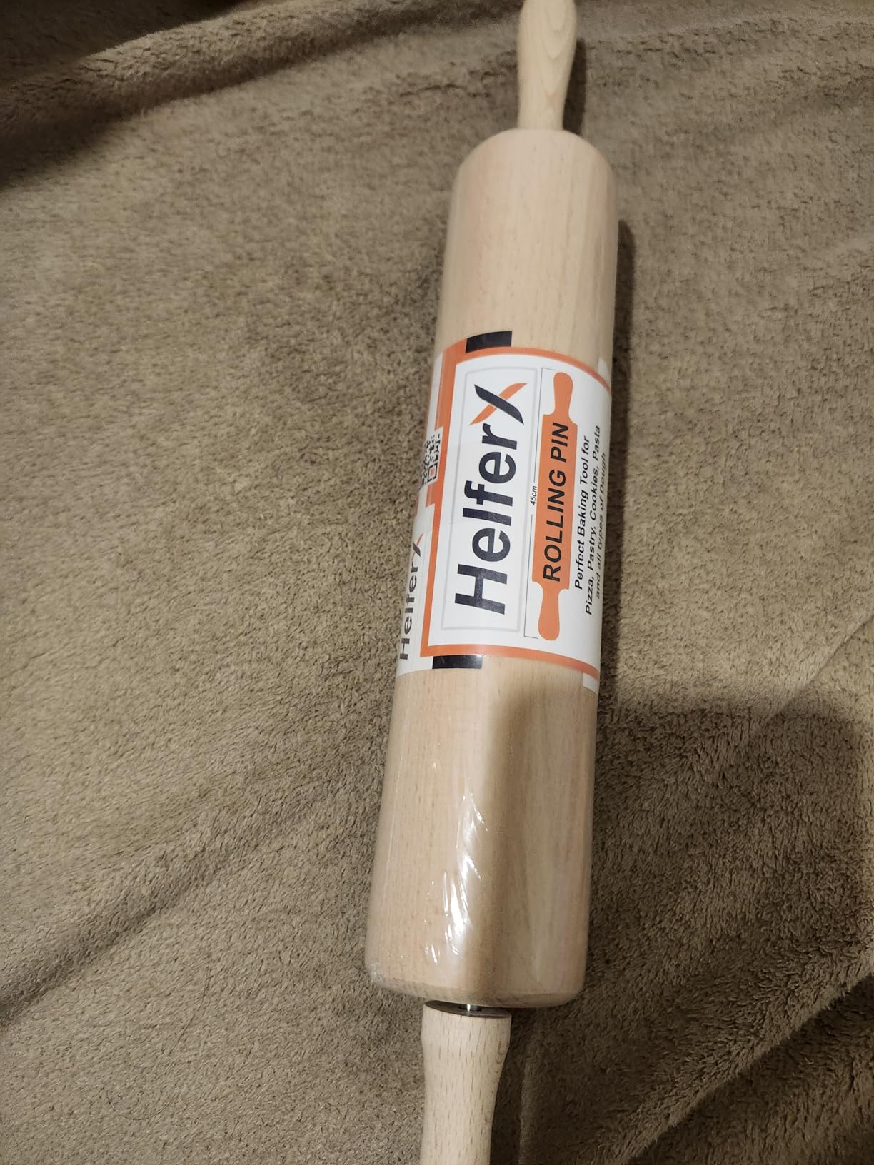 Wooden Rolling Pin, Beech Wood, 17.6
