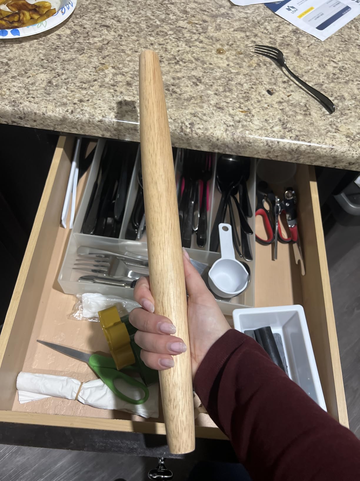 French Rolling Pin (17 Inches) –WoodenRoll Pin for Fondant, Pie Crust, Cookie, Pastry, Dough –Tapered Design & Smooth Construction - Essential Kitchen Utensil customer photo 2
