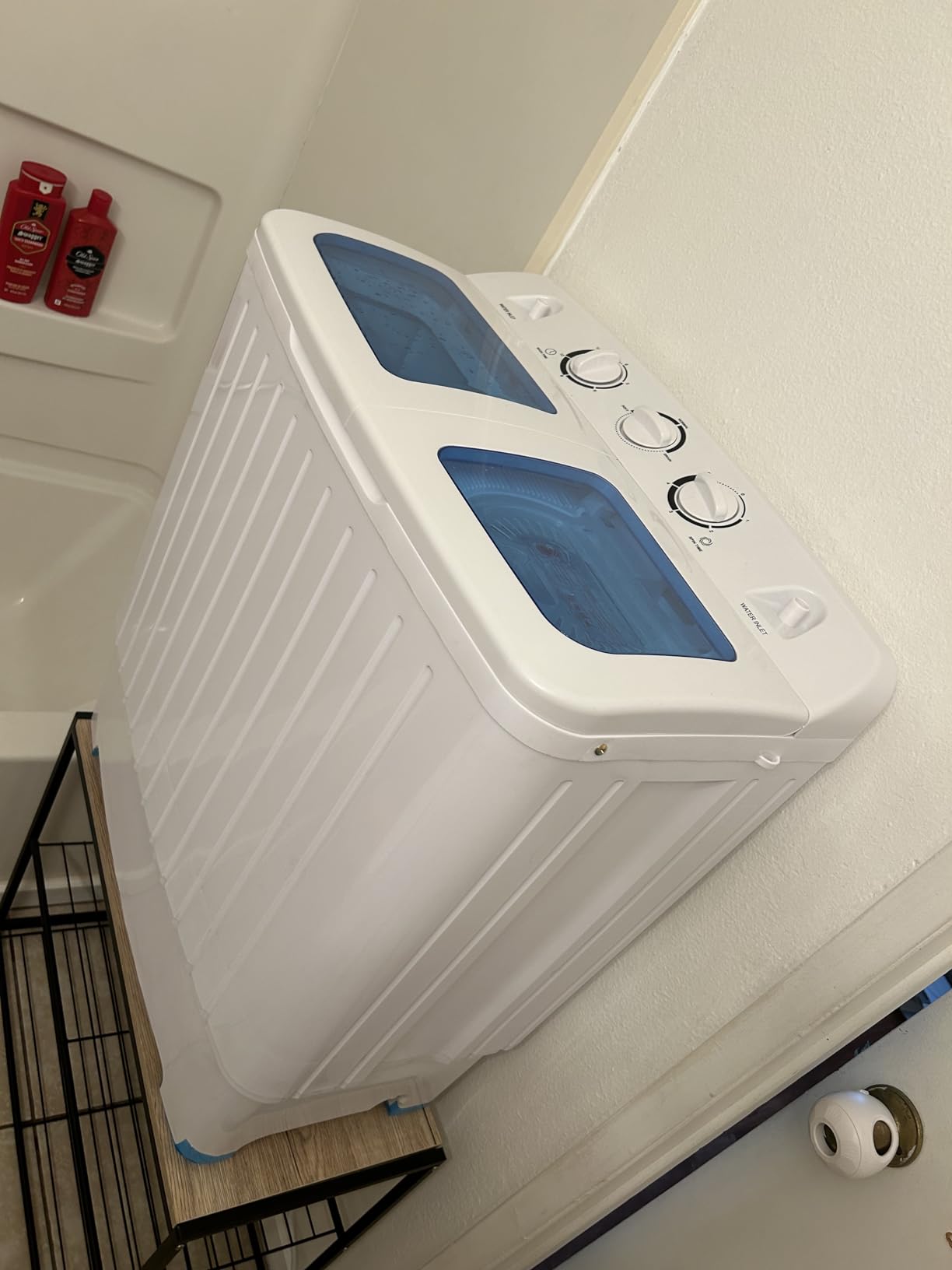 Giantex Portable Washing Machine, 20lbs Capacity, Twin Tub 2lbs Washer & 8lbs Spinner Combo, Compact for Apartment RV Dorms, Blue & White, GT24267-PE customer photo 2