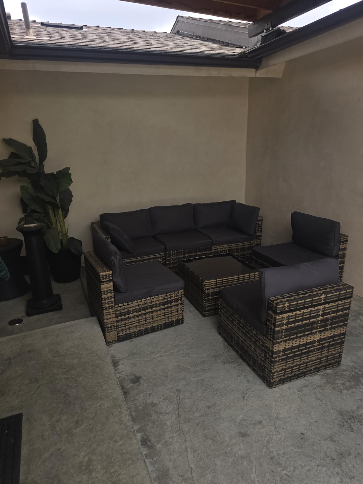 Pamapic 7 Pieces Outdoor Sectional Furniture，Wicker Patio sectional Furniture Sets，All-Weather Rattan Sectional Sofa Conversation Set with Coffee Table and Washable Couch Cushions Covers customer photo 2