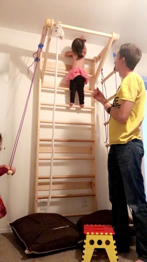 WEDANTA Wooden Swedish Ladder Wall Set – Kids Stall Bars for Exercise – Kids Swedish Gymnastic Wall Gym – Wood Stall Bar Gymnastics Playground – Best Gym for All Family customer photo 1