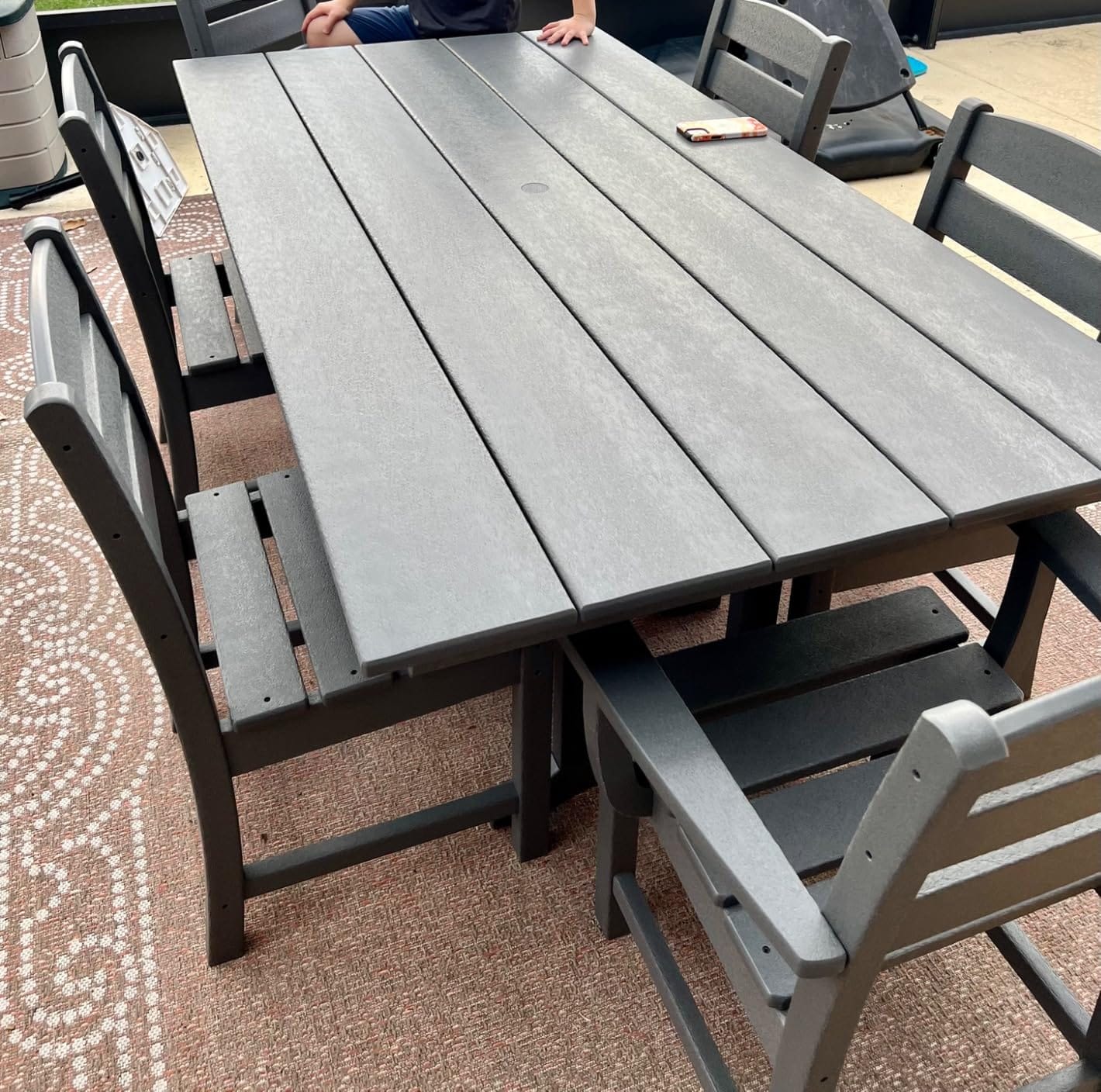POLYWOOD Lakeside 7-Piece Outdoor Dining Set, All-Weather HDPE Patio Furniture Table and Chairs, Black, Made in USA, Deck, Garden, Poolside customer photo 2