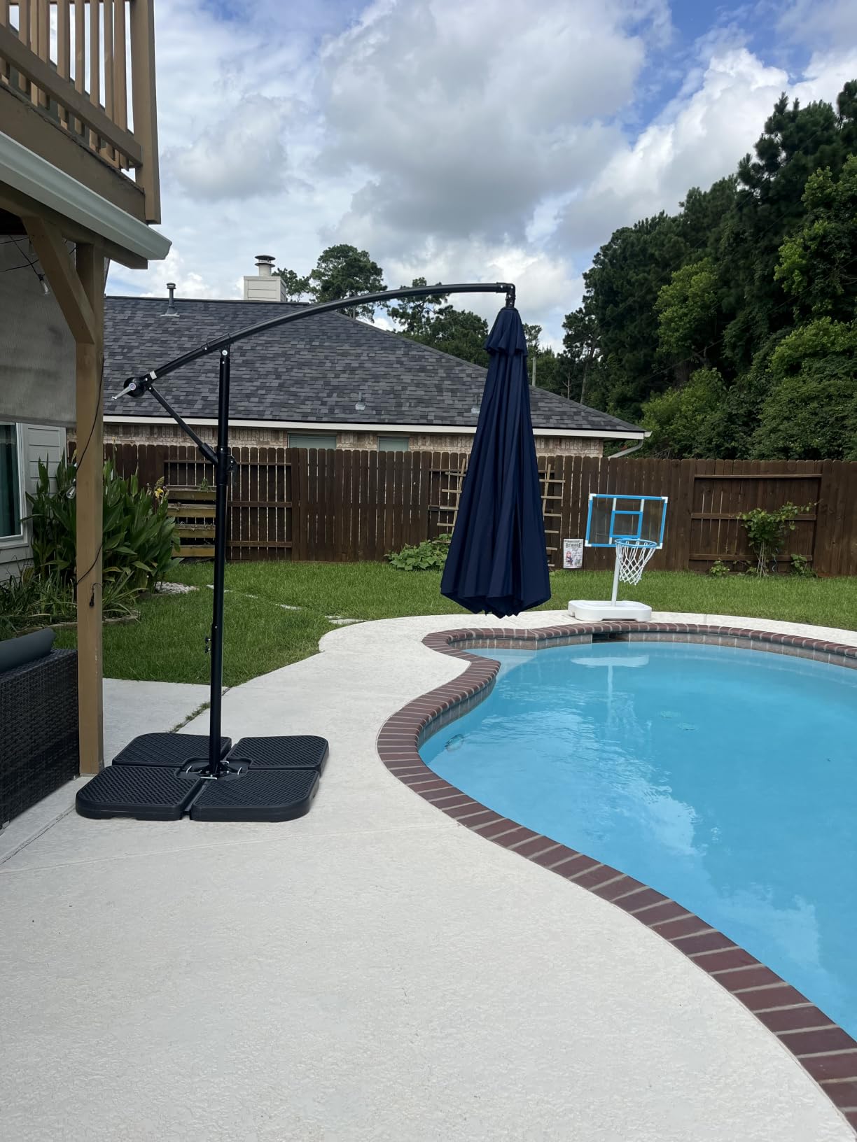 Best Choice Products 10ft Offset Cantilever Hanging Market Patio Umbrella, 8 Sturdy Ribs, Easy Adjustment - Navy Blue customer photo 2