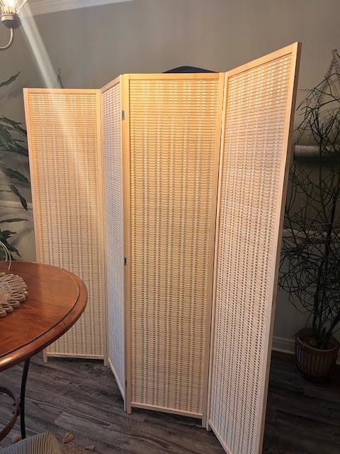 FDW 4-Panel Folding Room Divider | 6ft, Natural | Light & Portable customer photo 2
