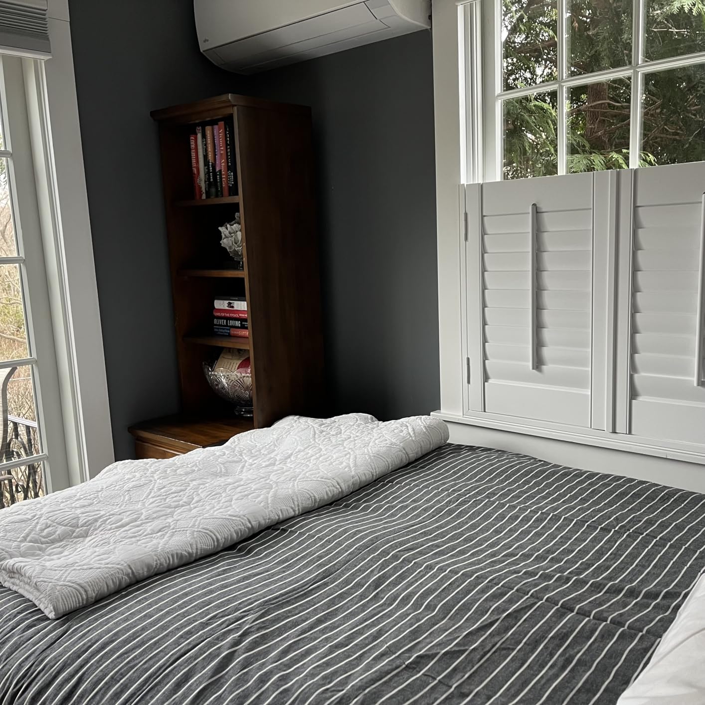 JELLYMONI 100% Washed Cotton Striped Duvet Cover Set Queen, Linen-Like customer photo 1