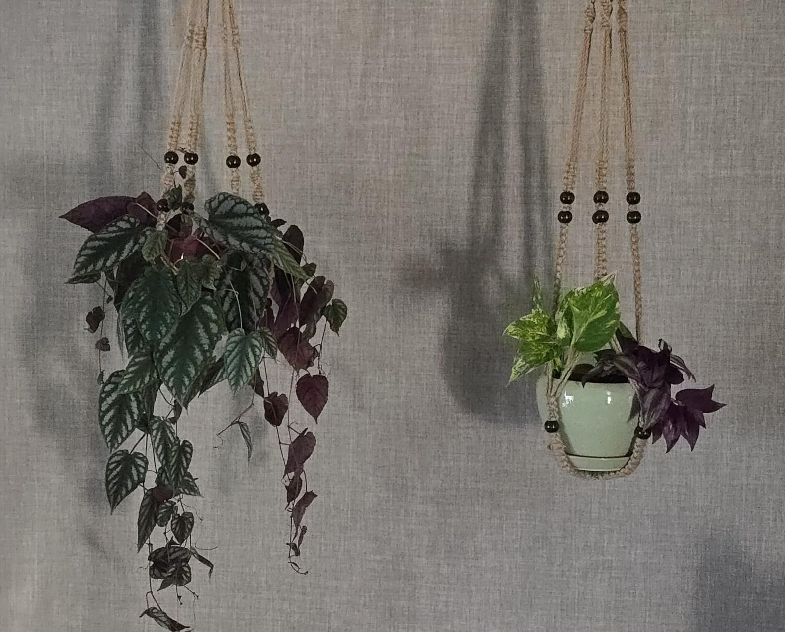 Mkono 3 Pack Macrame Plant Hangers Hanging Planters for Indoor Plants Brown customer photo 1