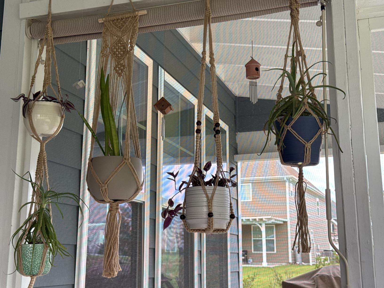 Mkono Macrame Plant Hangers Indoor Set of 4 Hanging Planter Basket Brown customer photo 2