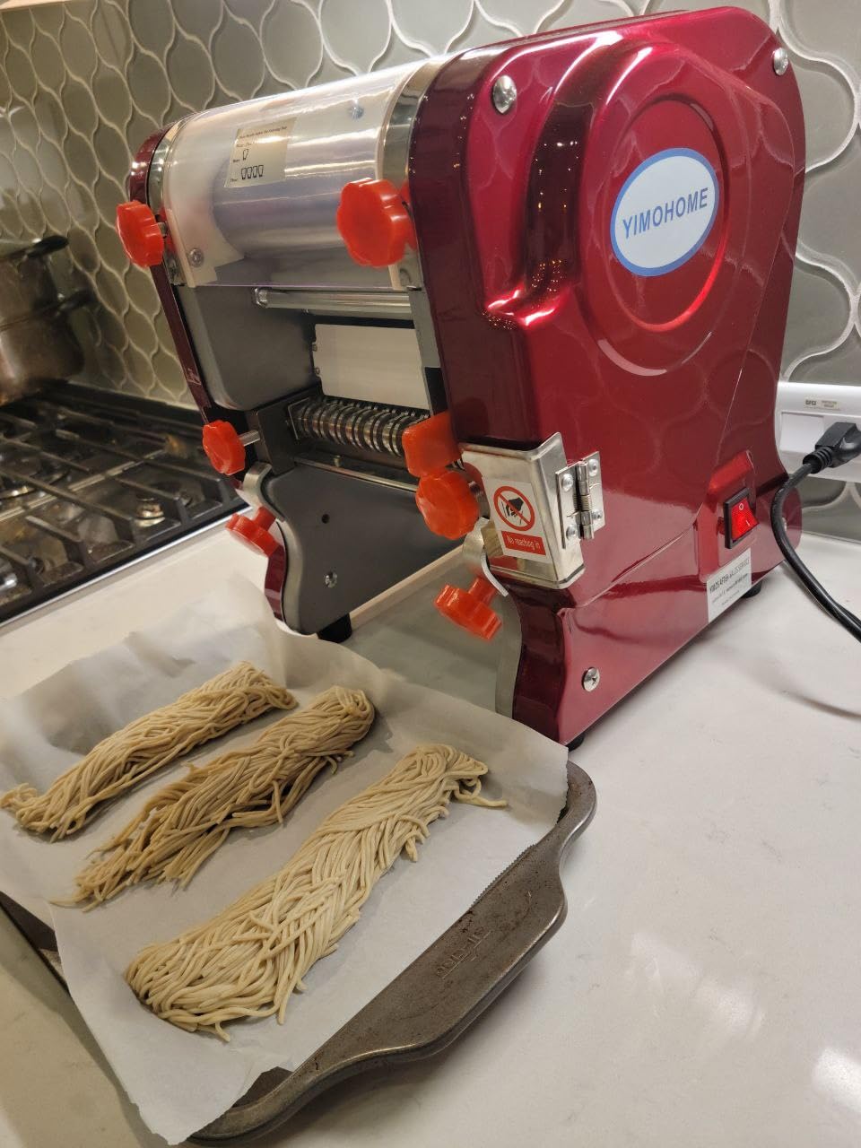 Pasta Maker Machine,Electric Noodle Maker&Dumpling Machine for Commercial&Home Use,Stainless Steel Dual-Cutter No Disassembled-3/9mm Width Noodle/Thickness Dough-Auto Noodle Sheeter customer photo 2