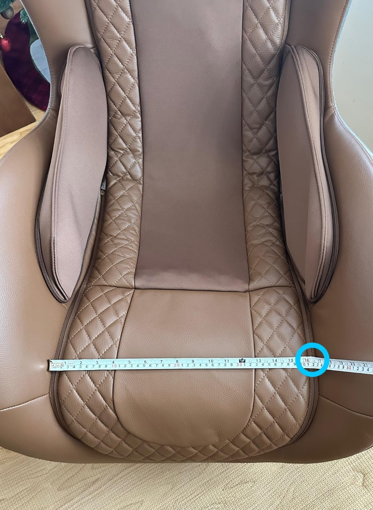 NOUHAUS Heated Classic Massage Chair Full Body and Spot Massaging Recliner with Ottoman, Bluetooth Speaker, in-Chair Charger. Portable Shiatsu Body Massager Chair (Caramel, Leather) customer photo 1
