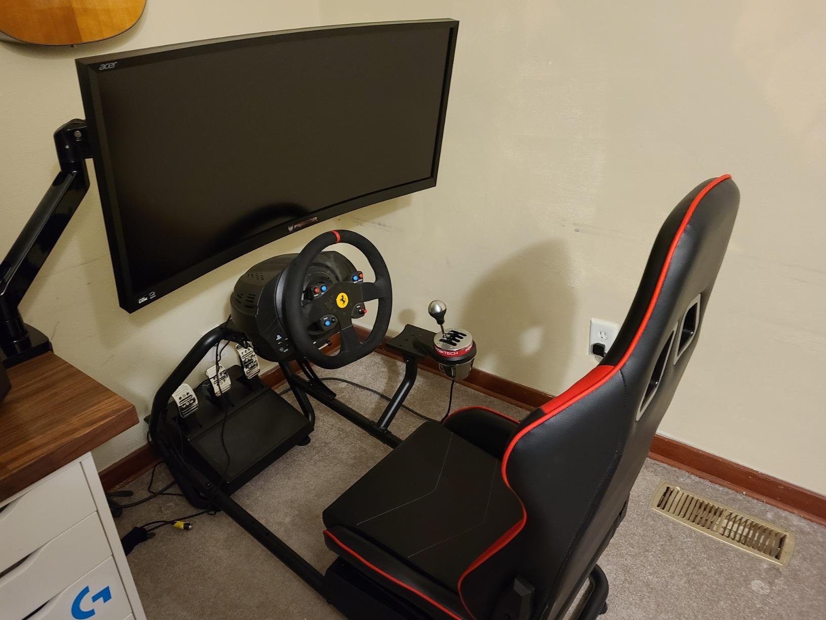 VIVO Racing Simulator Cockpit with Wheel Stand, Gear Mount, Chair and Frame Only, Fits Logitech, Thrustmaster, Fanatec, Compatible with Xbox One, PlayStation, PC Video Game, Red Stripe, STAND-RACE1B customer photo 2