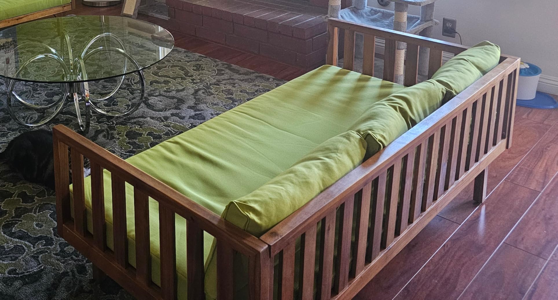 Christopher Knight Home Tina Outdoor 3 Seater Acacia Wood Daybed, Teak Finish, Light Grey customer photo 1