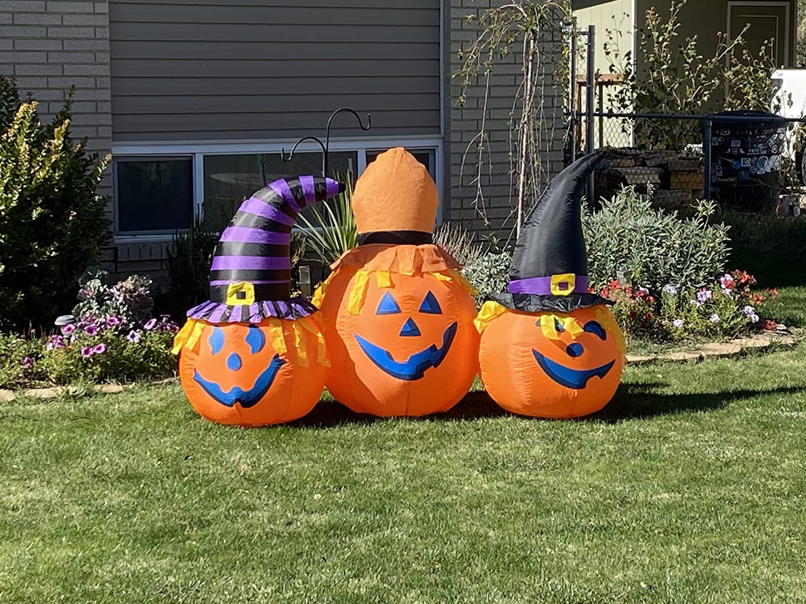 GOOSH 6 FT Halloween Inflatables Outdoor Pumpkin Combo with Wizard hat Blow Up Yard Decoration with LED Lights Built-in for Holiday Party Yard Garden customer photo 1
