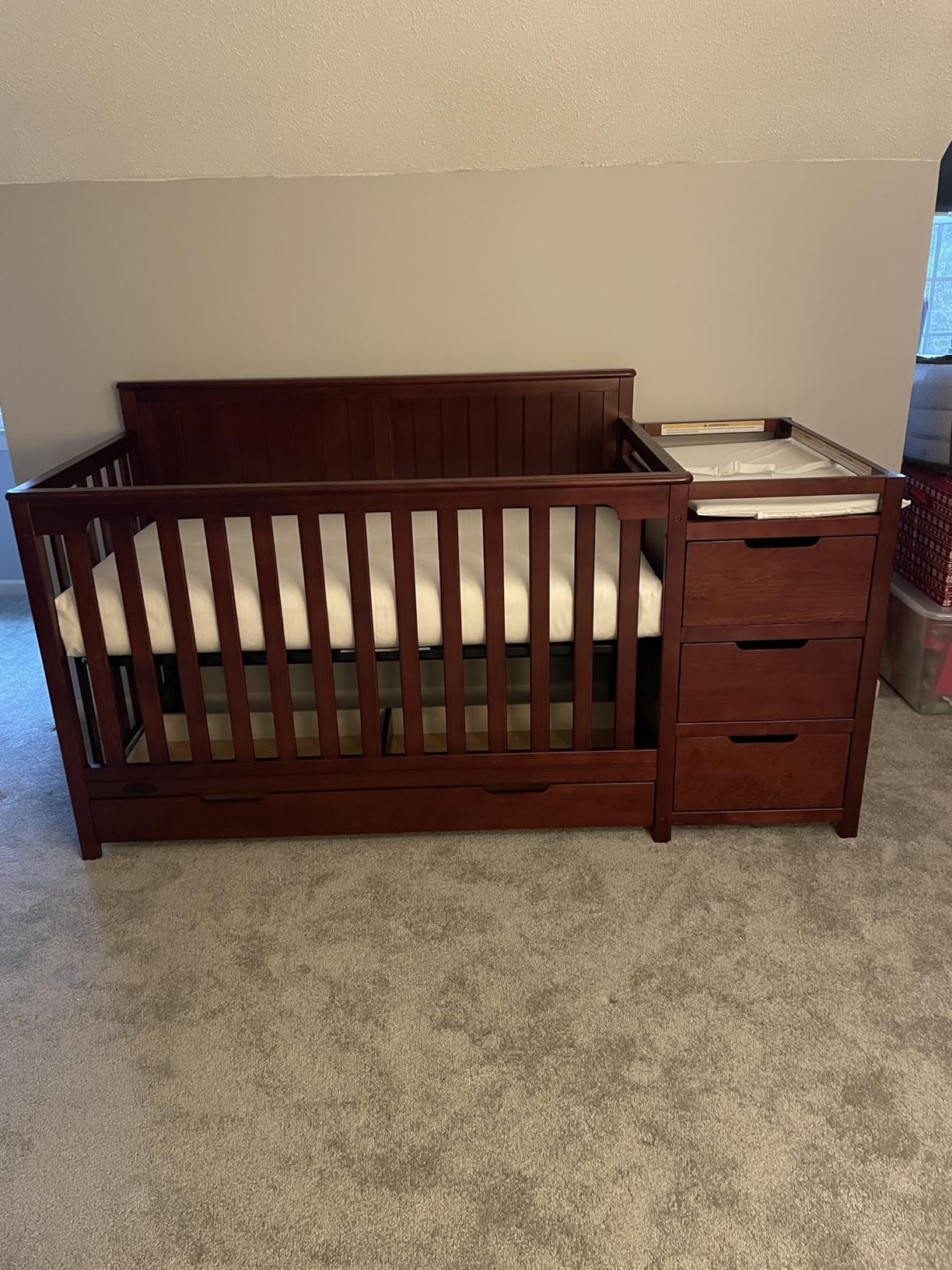 Graco Hadley 5-in-1 Convertible Crib & Changer, White | GREENGUARD Gold Certified, Fits Standard Crib Mattress, Converts to Toddler Bed and Full Bed, 4 Adjustable Mattress Heights customer photo 2