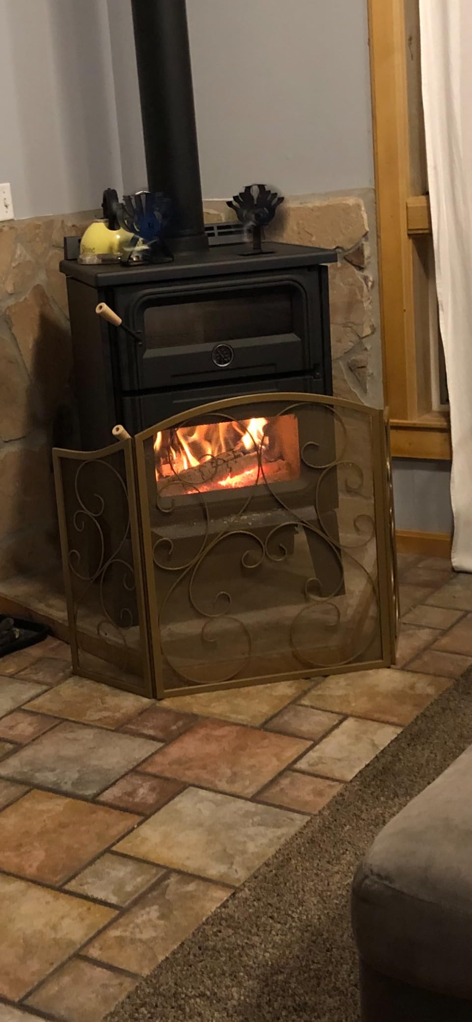 Fire Beauty 3 Panel Wrought Iron Fireplace Screen 48×30In(Black) customer photo 2