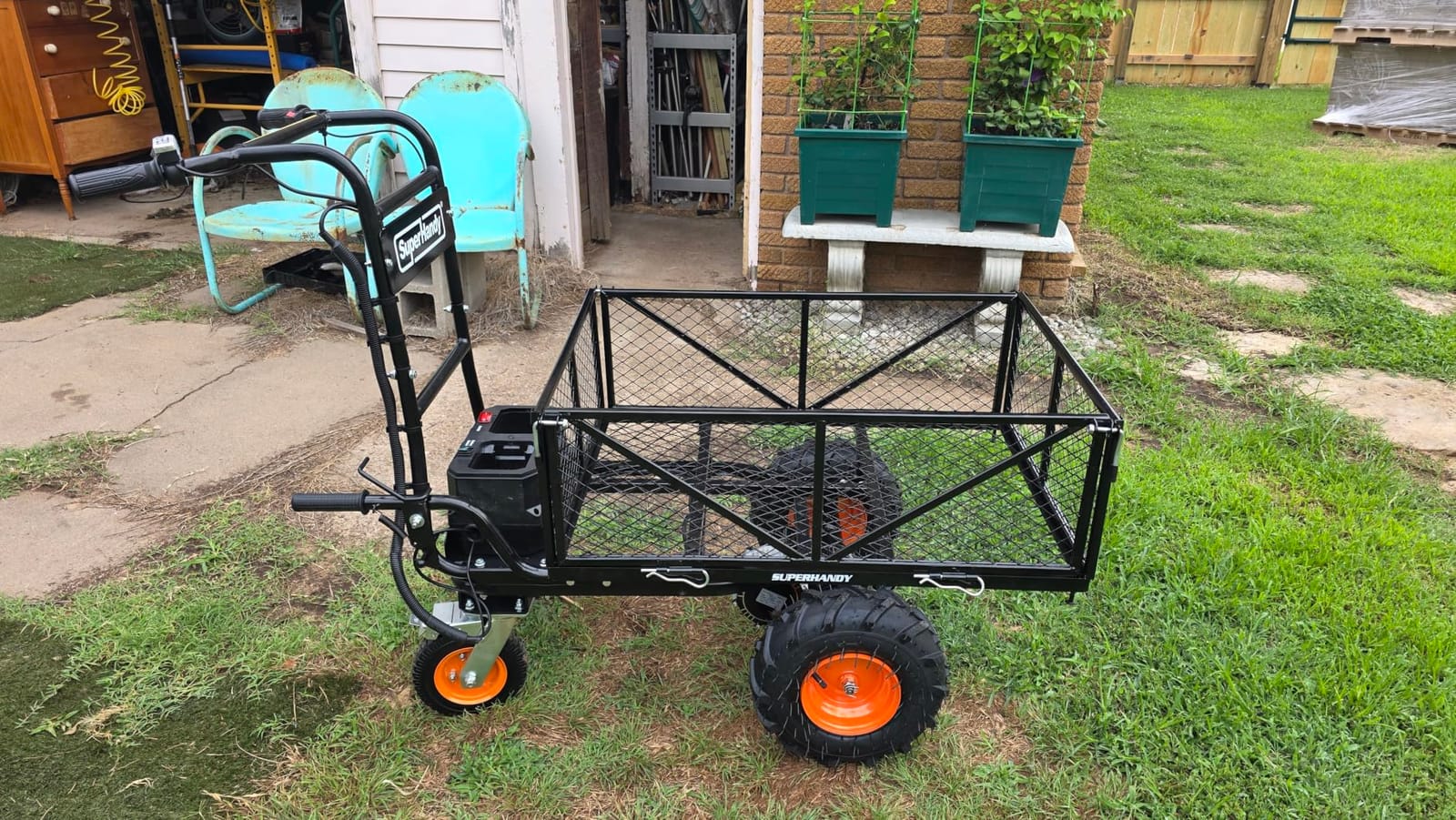 SuperHandy Utility Service Cart Power Wagon Wheelbarrow Electric 48V DC Li-Ion Powered 660Lbs Load and 1000Lbs+ Hauling Capacity Farm and Garden All Purpose Modular Cargo Bed customer photo 2