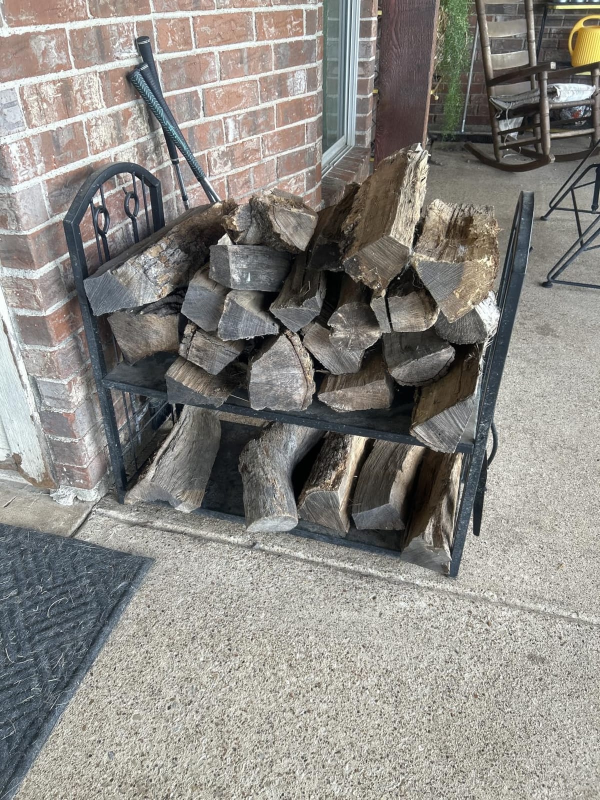 Fire Beauty Wrought Iron Firewood Log Rack with 4 Pcs Fireplace Tools Black customer photo 1