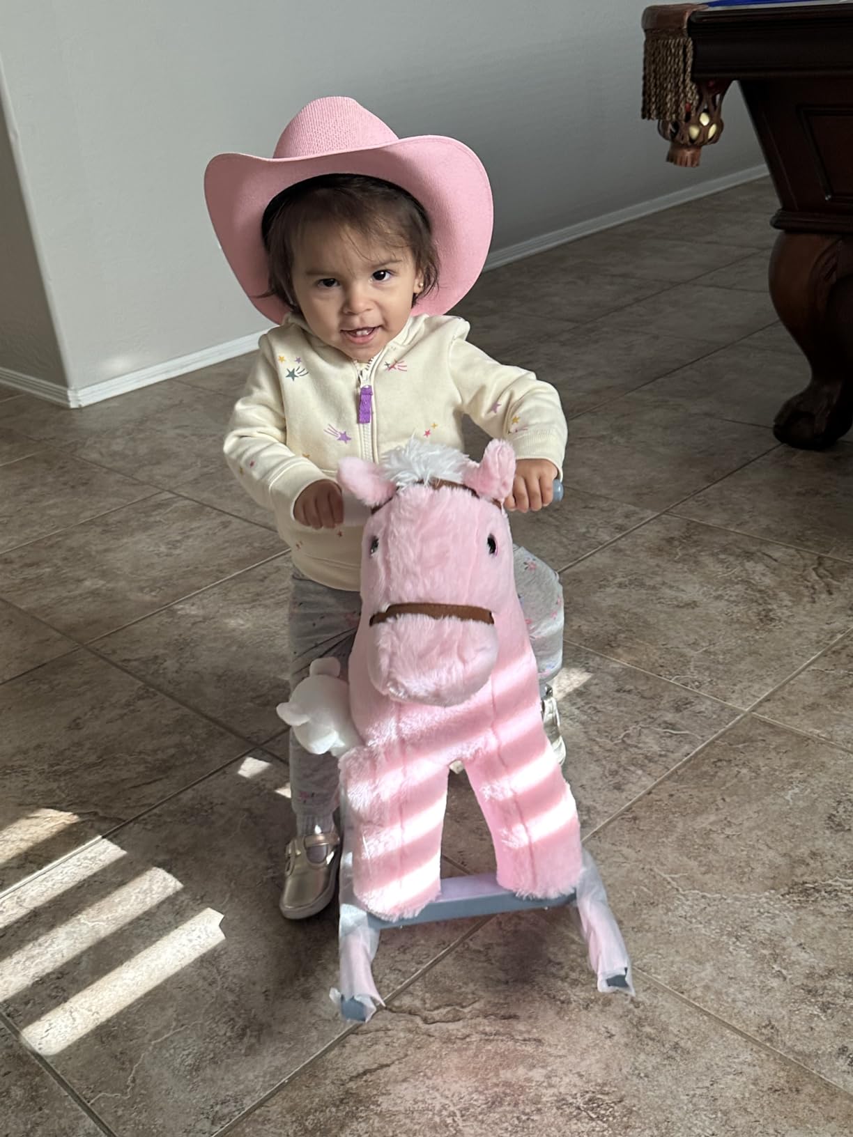 Qaba Kids Rocking Horse with Bear Toy Fun Realistic Sounds Toddler Brown customer photo 1