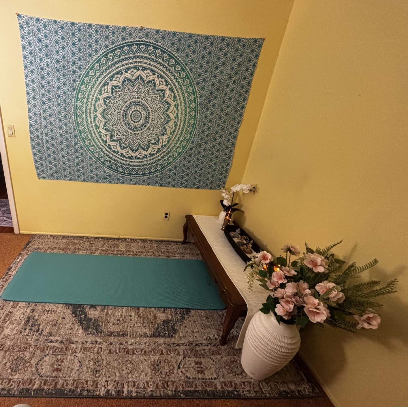 raajsee Top Selling Original Gold Mandala Ombre Tapestry Wall Hanging, Boho Bohemian Hippie Tapestries/Indian Cotton Dorm Decor Golden Twin Bedspread/Meditation Yoga Mat Rug 52x60 inches customer photo 1