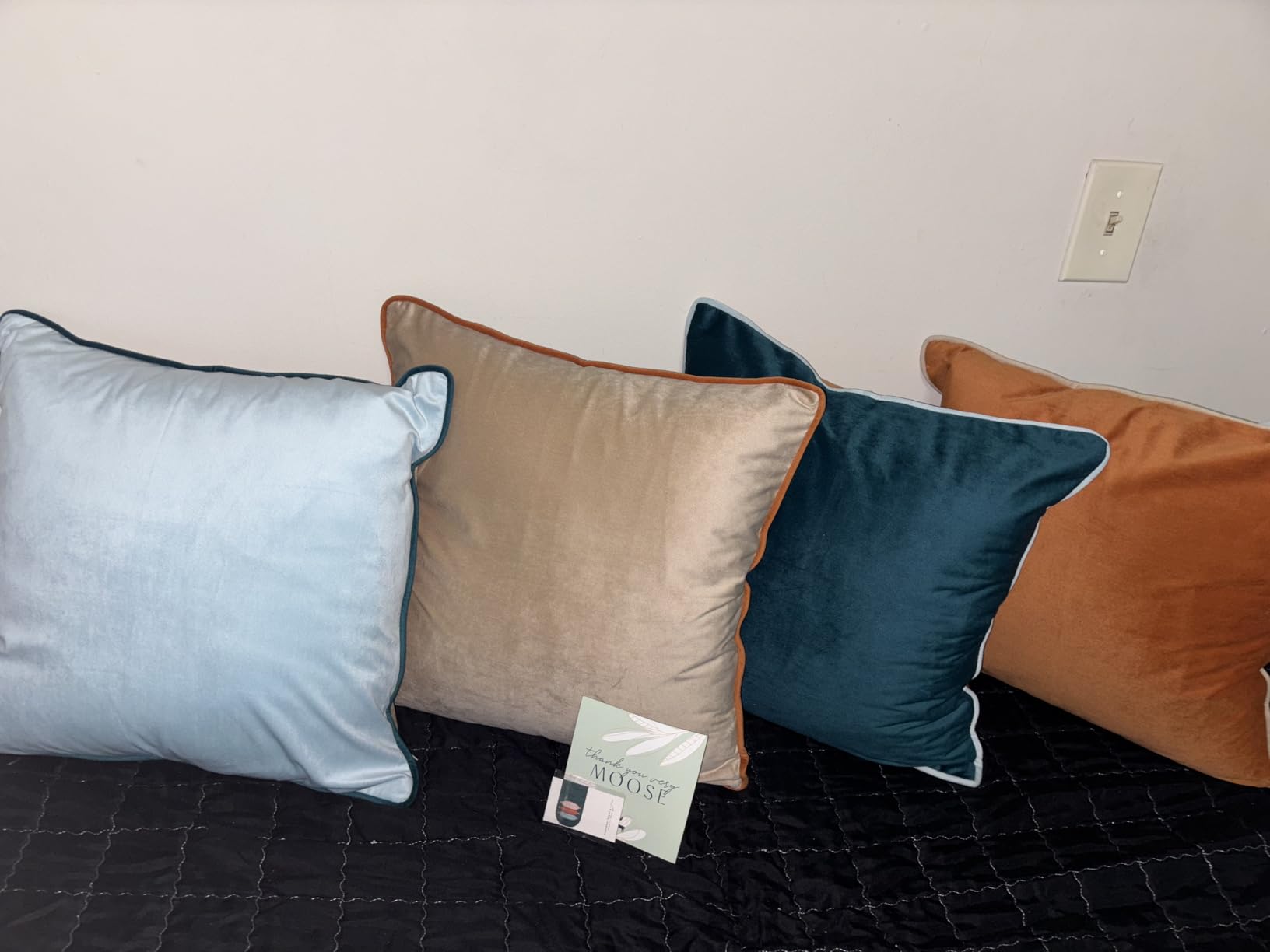 MONDAY MOOSE Decorative Throw Pillow Covers Cushion Cases, Set of 4 Soft Velvet Modern Double-Sided Designs, Mix and Match for Home Decor, Pillow Inserts Not Included (18x18 inch, Orange/Teal) customer photo 1