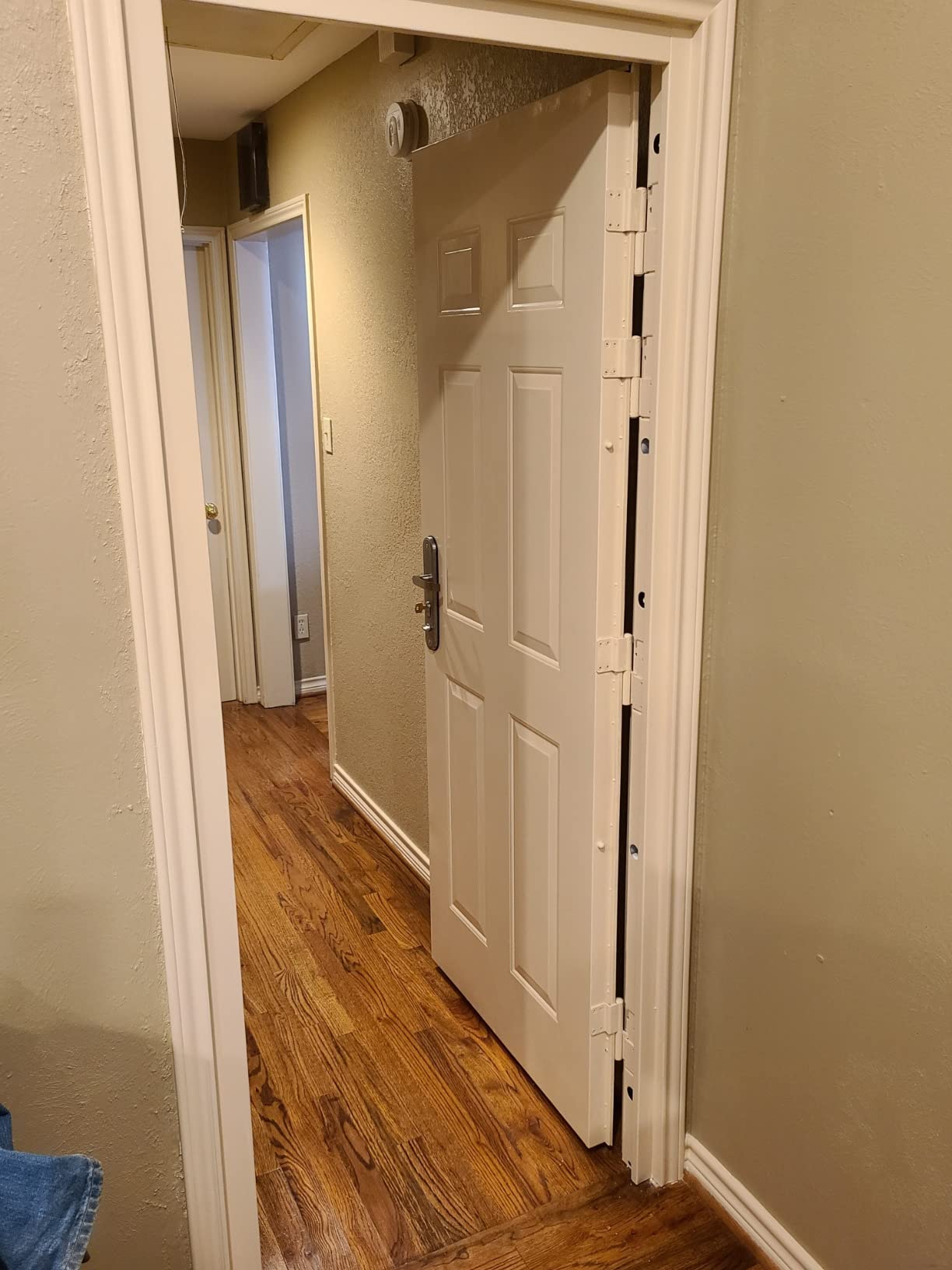 VIZ-PRO Quick Mount Steel Security Door with Frame and Hardware, 6 Panel White Right Side-Hinged Inward, 38 9/16