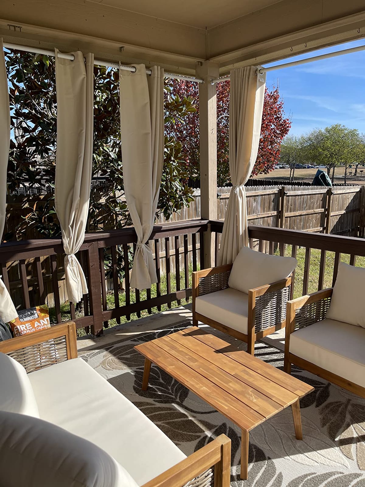 CHRISTOPHER KNIGHT HOME Burchett Outdoor 4pc Chat Set - Acacia Wood and Wicker - Teak/Mixed Brown/Beige customer photo 2