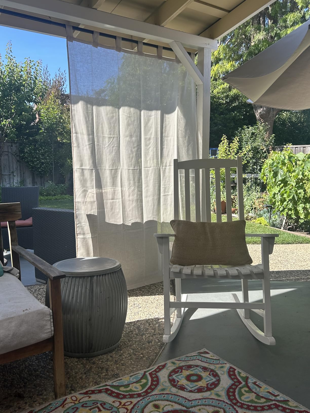 H.VERSAILTEX Outdoor Linen Sheer Curtains for Patio Waterproof - Outdoor Divider Privacy Added Light Filtering Porch Decor with Detachable Self-Stick Tab Top for Gazebo, Natural, 1 Piece, W52 x L84 customer photo 1