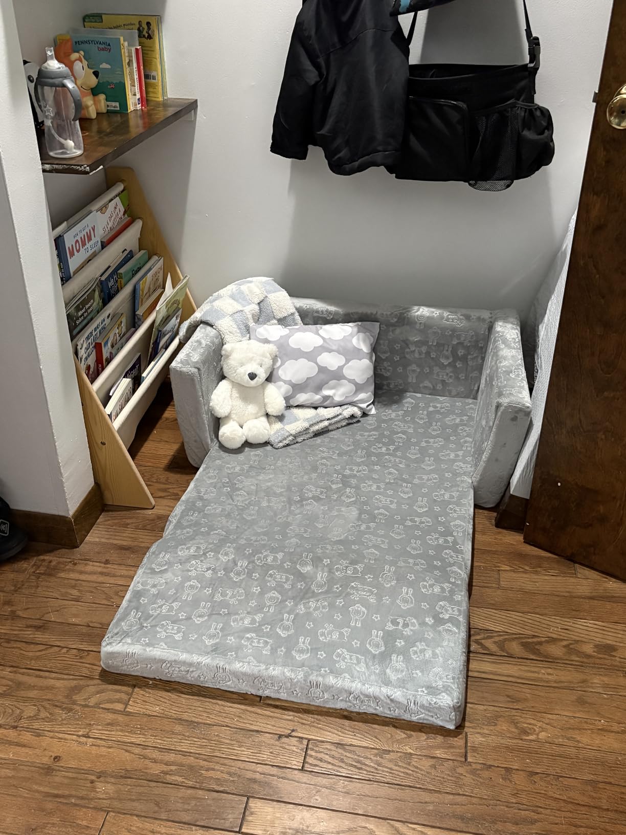 Delta Children - Serta Perfect Sleeper Kids 2-Seater Sofa, Convertible 2-in-1 Flip Open Toddler Couch Sleeper, Foam Chair for Playroom & Bedroom, Bed Lounger, Comfy Play Sleeping Lounge Chair, Grey customer photo 1