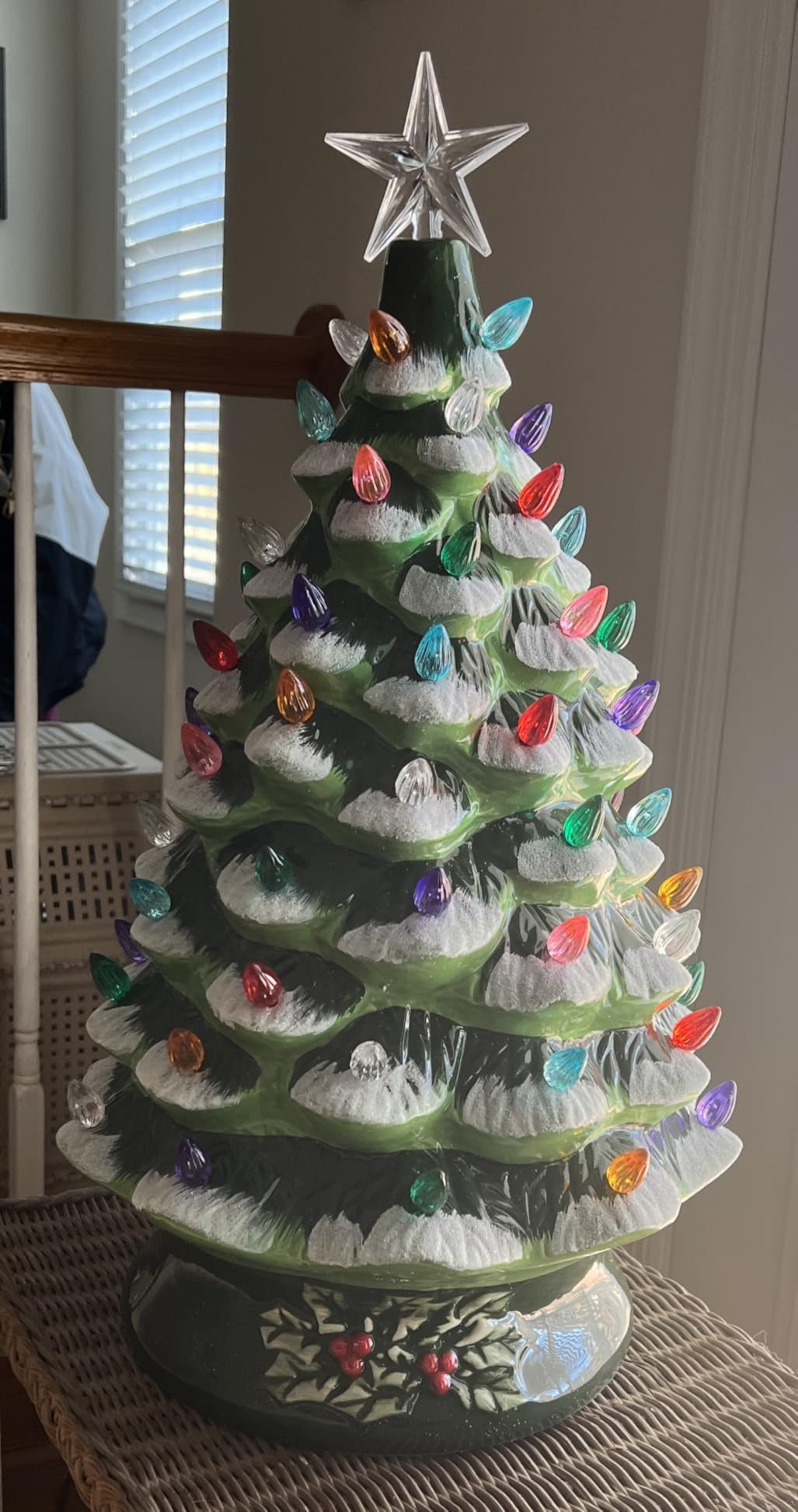 Best Choice Product 24in Extra Large Ceramic Christmas Tree, Pre-Lit Hand-Painted Tabletop XL Indoor Holiday Tree, 74 Multicolor Bulbs, LED Lights - Green customer photo 2