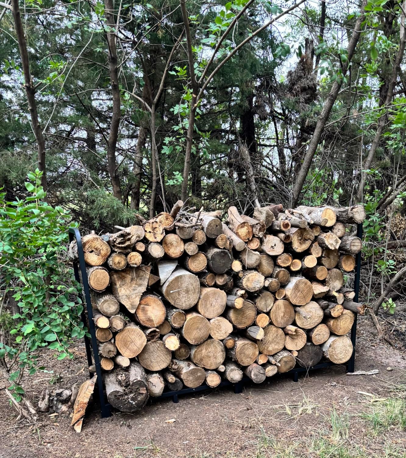 Firewood Rack Outdoor 8ft Heavy Duty Logs Holder for Indoor Fireplace Metal Wood Pile Storage Stacker Organizer, Matte Black customer photo 2