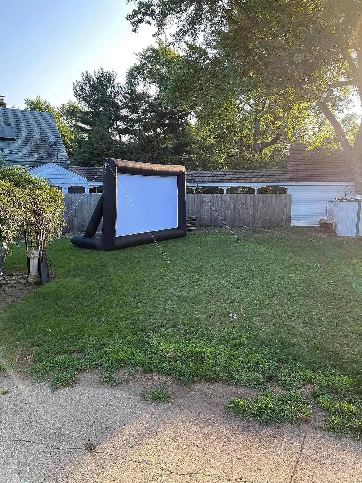 GYUEM 20 feet Inflatable Portable Projector Movie Screen - Huge Air-Blown Cinema Projection Screen Package with Rope, Blower,Tent Stakes - Front & Rear Projection,for Outdoor Party Backyard Pool Fun customer photo 2