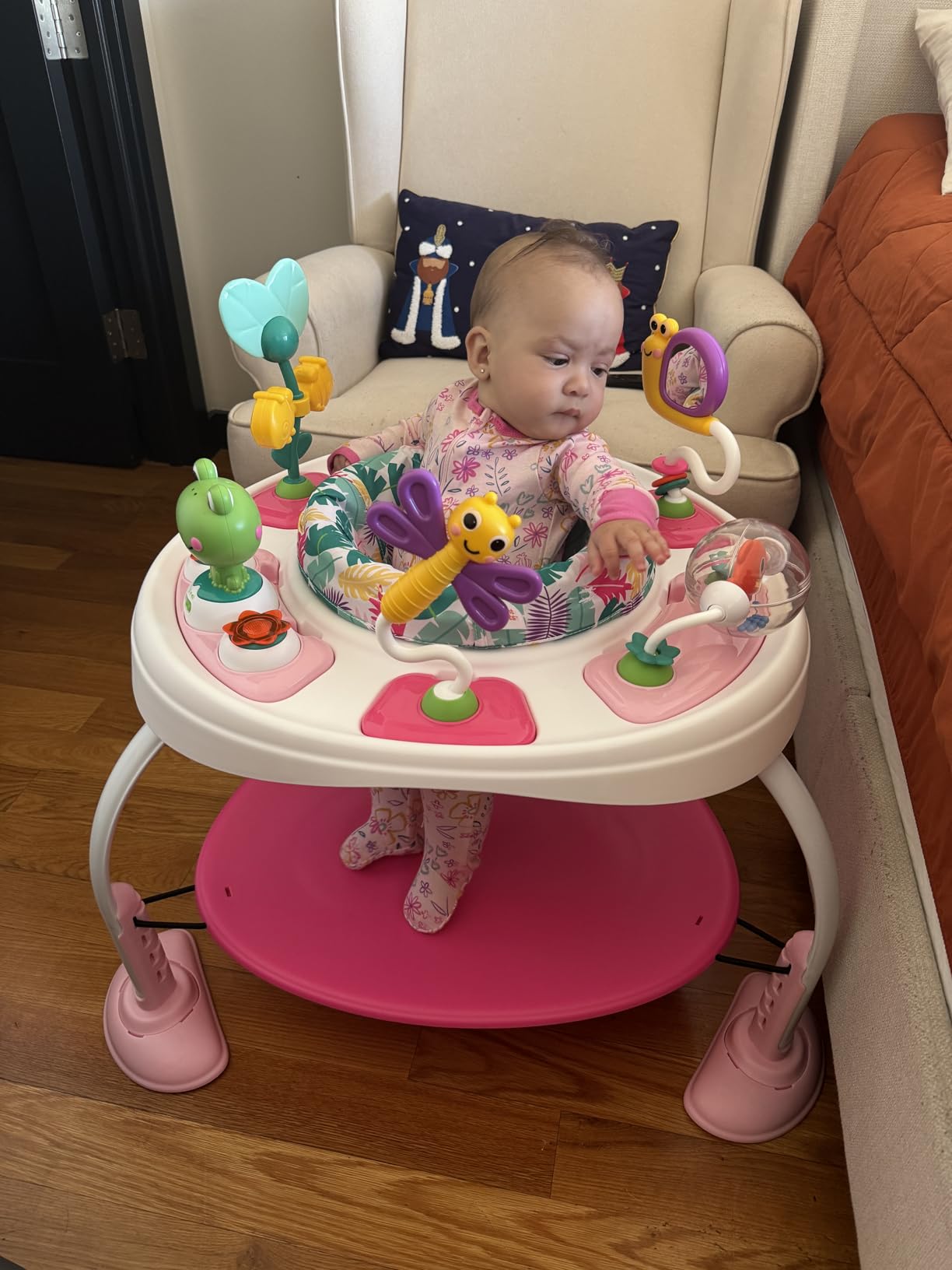 Bright Starts Bounce Bounce Baby 2-in-1 Activity Center Jumper & Table - Playful Pond (Green), 6 Months+ customer photo 1