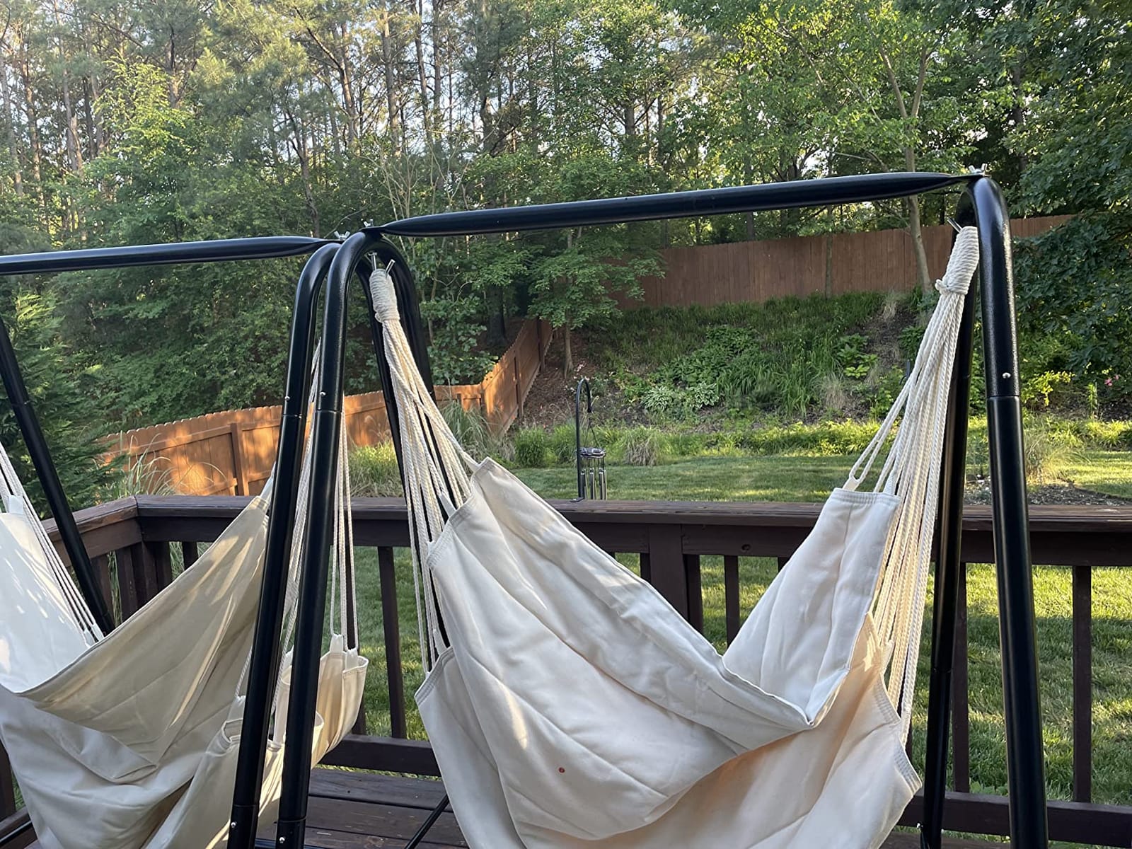 Hammock Chair Stand with Large Hanging Padded Indoor Swing,Easy to Assemble Sturdy Hammock Chair with Stand,MAX Capacity up to 500 LBS,Heavy-Duty Steel Hammock Stand for Indoor Outdoor(White) customer photo 1