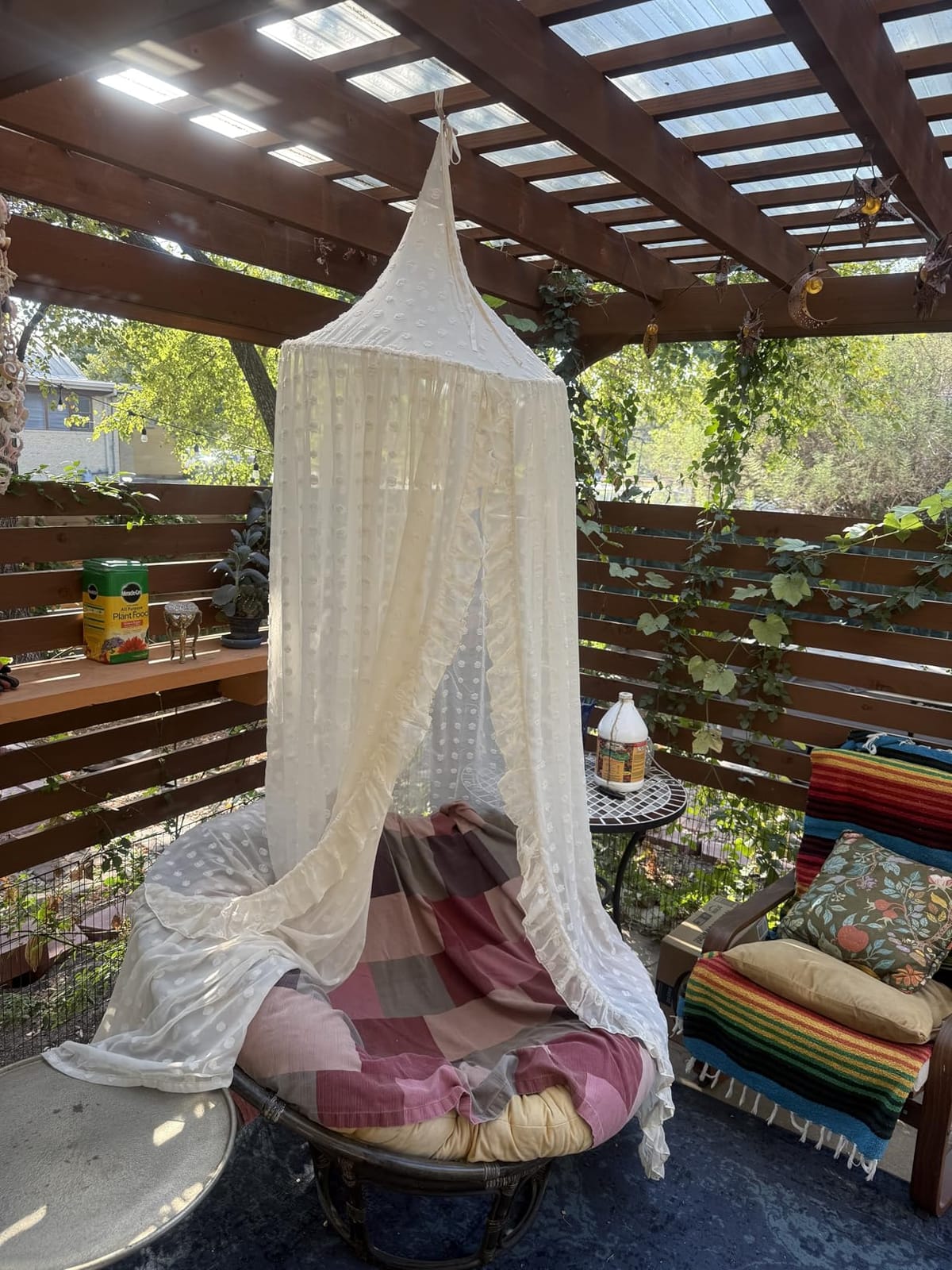 Wonder Space Elegant Kids Bed Canopy - Lace Chiffon Netting with Pom Pom, Princess Girls Fairy Dream Tent, Nursery Room Baby Crib Hanging Curtain Mosquito Net Children Reading Nook Decoration (Beige) customer photo 1